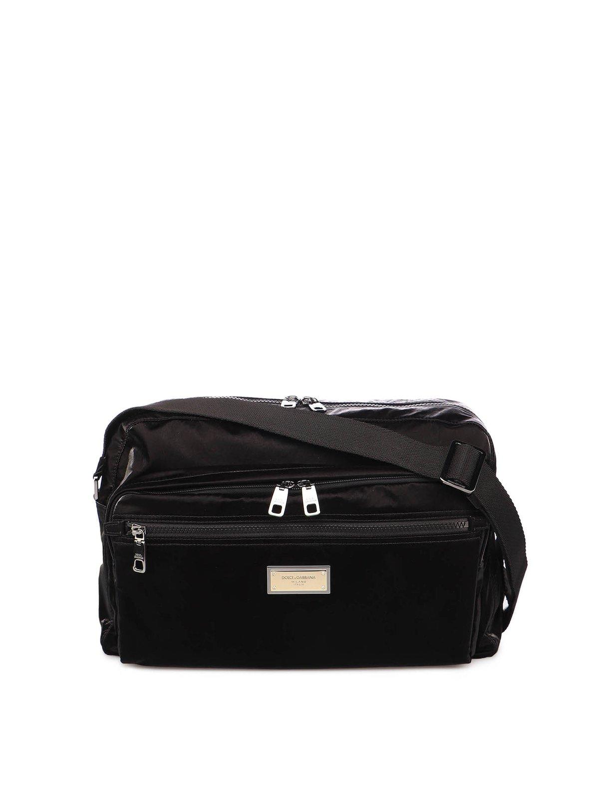 Dolce & Gabbana Logo Plaque Shoulder Bag In Black