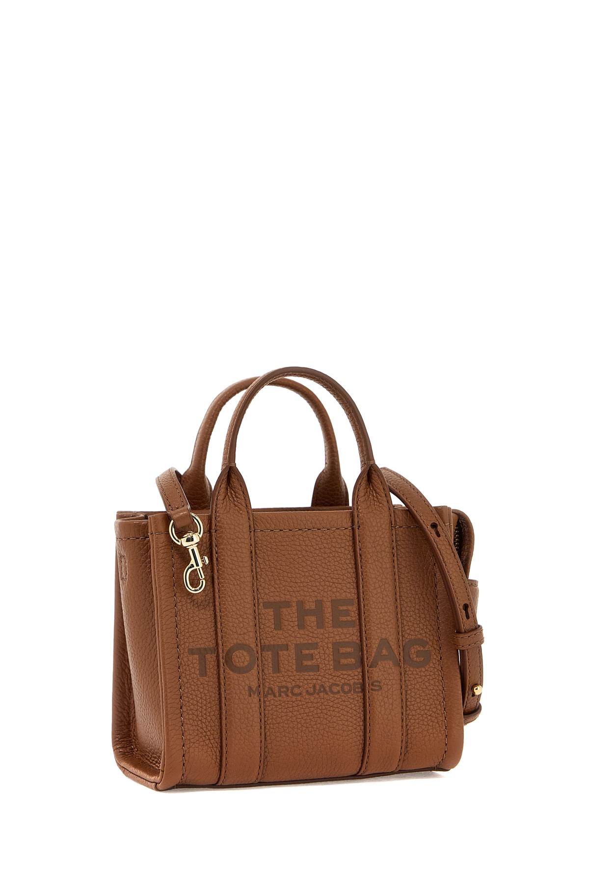 Shop Marc Jacobs The Leather Mini Tote Bag In Argan Oil (brown)