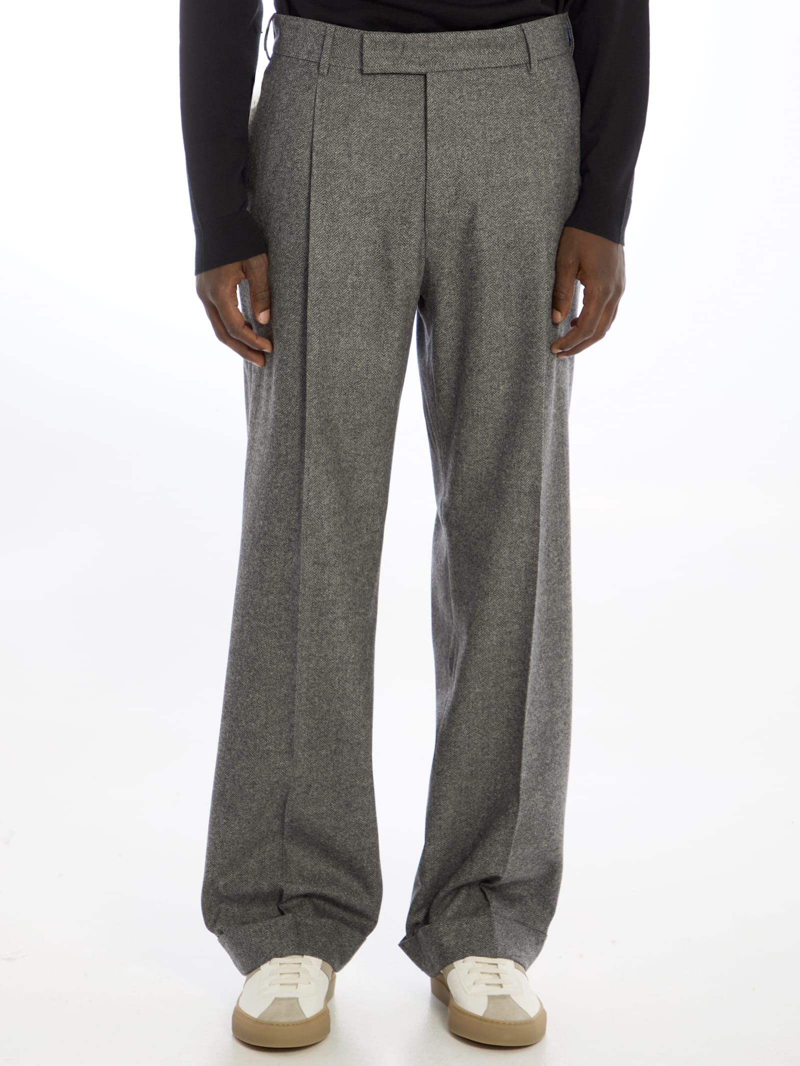 Shop Pt Torino Edge Trousers In Grey