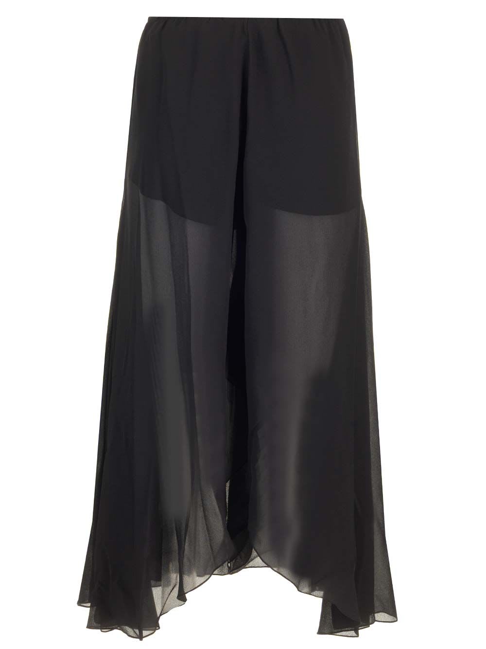 Shop Chloé Flowing Silk Georgette Trousers In Black