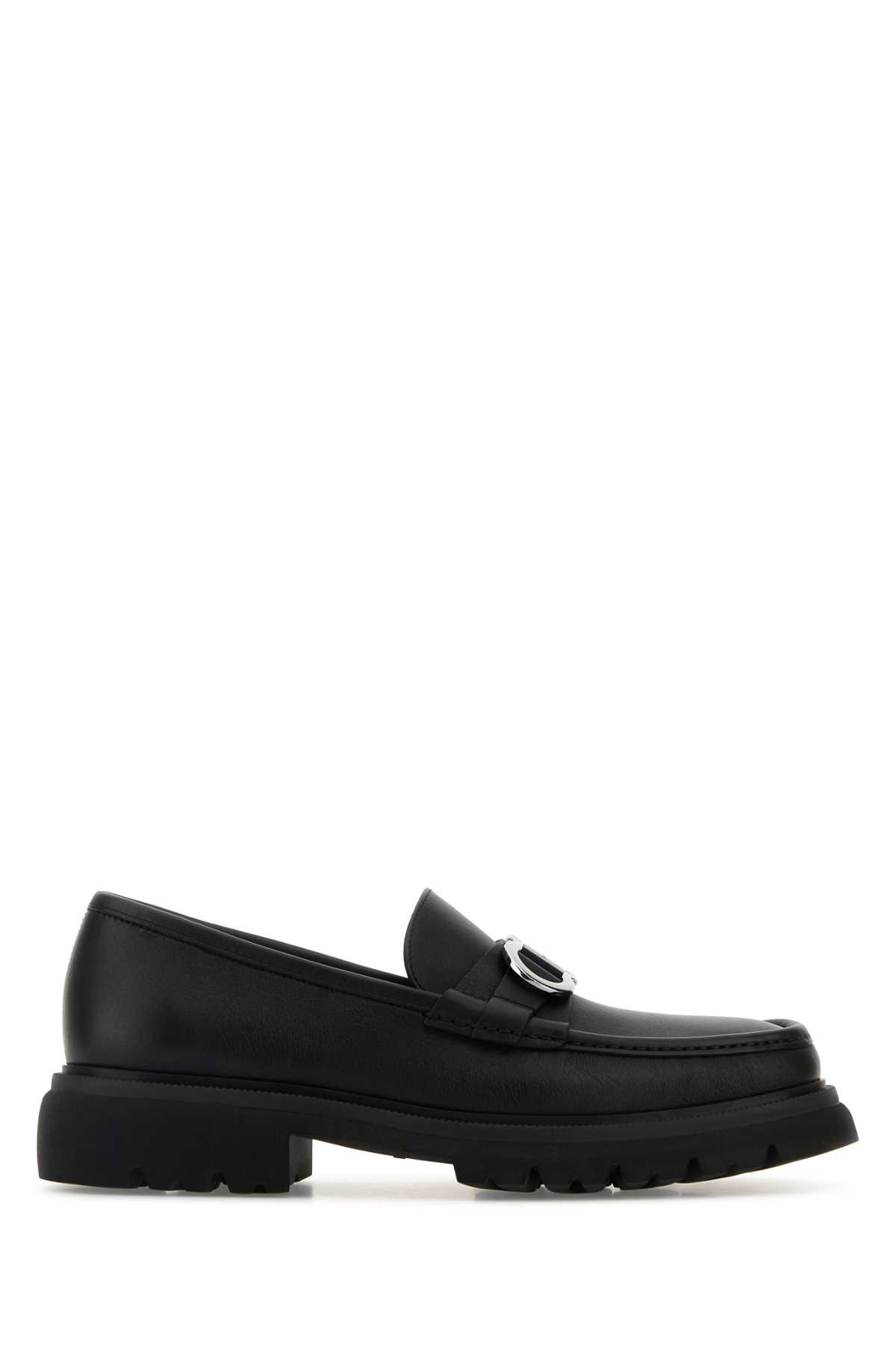 Ferragamo Black Leather Cocoon Loafers In Multi