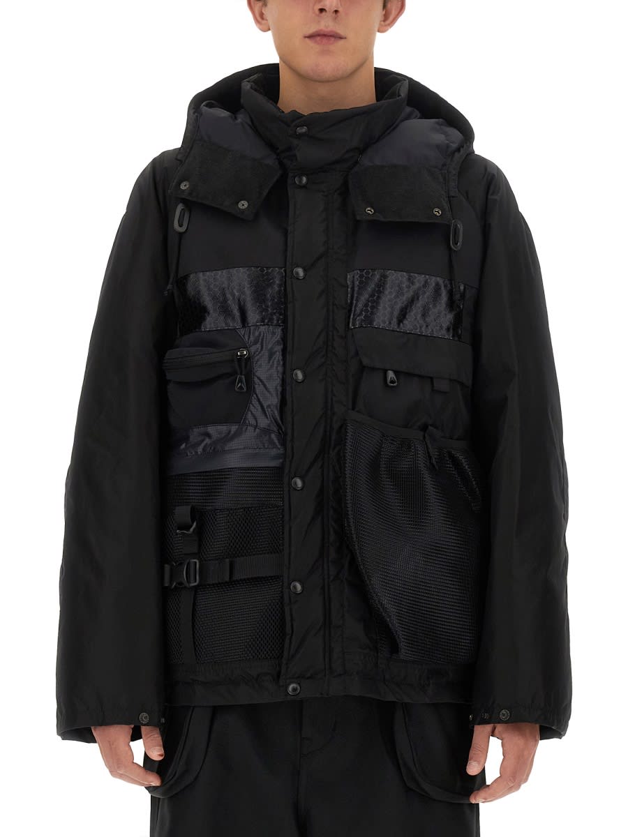 Shop Junya Watanabe Jacket With Contrasting Inserts In Black