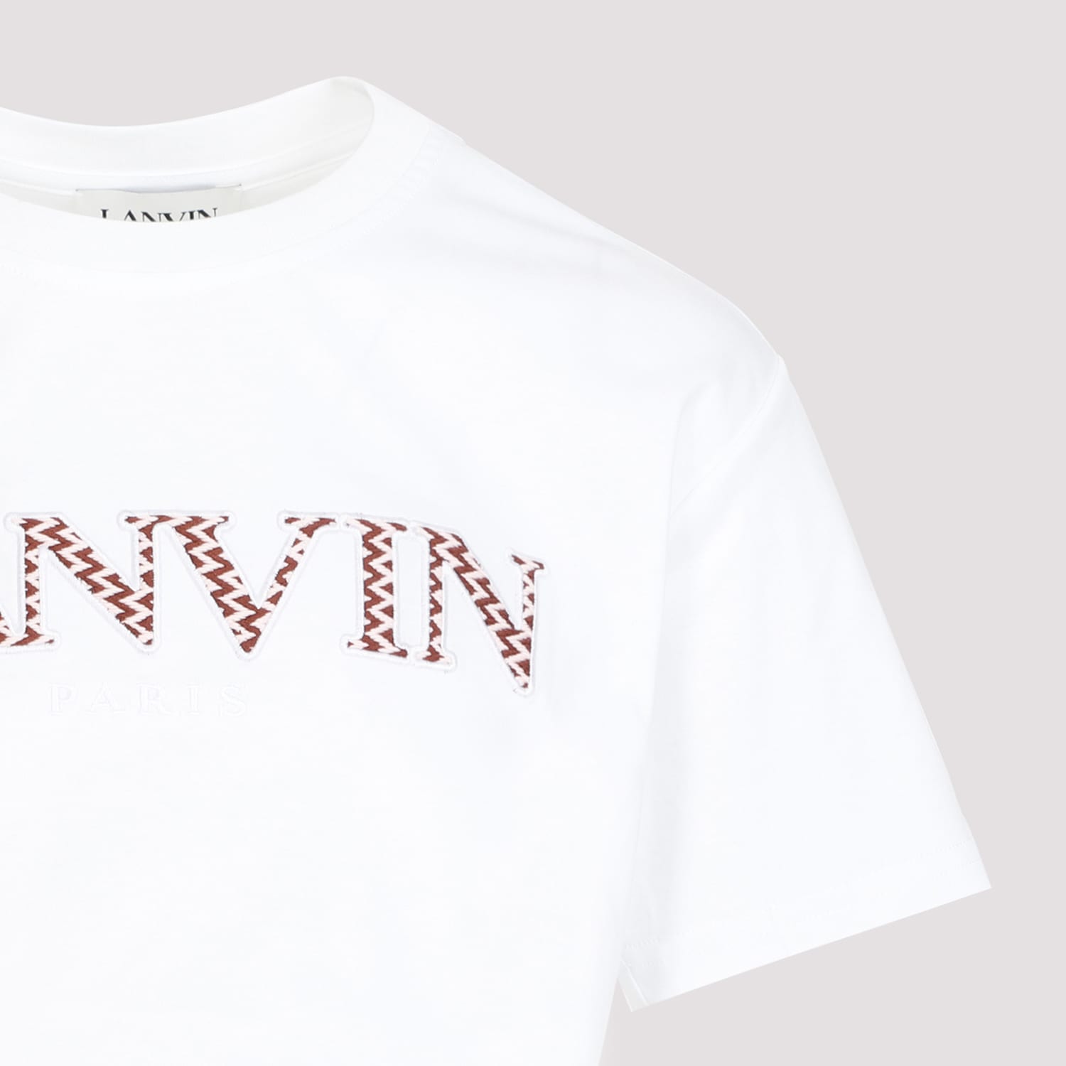 Shop Lanvin Curb Embroidered Cropped T-shirt In Optic White