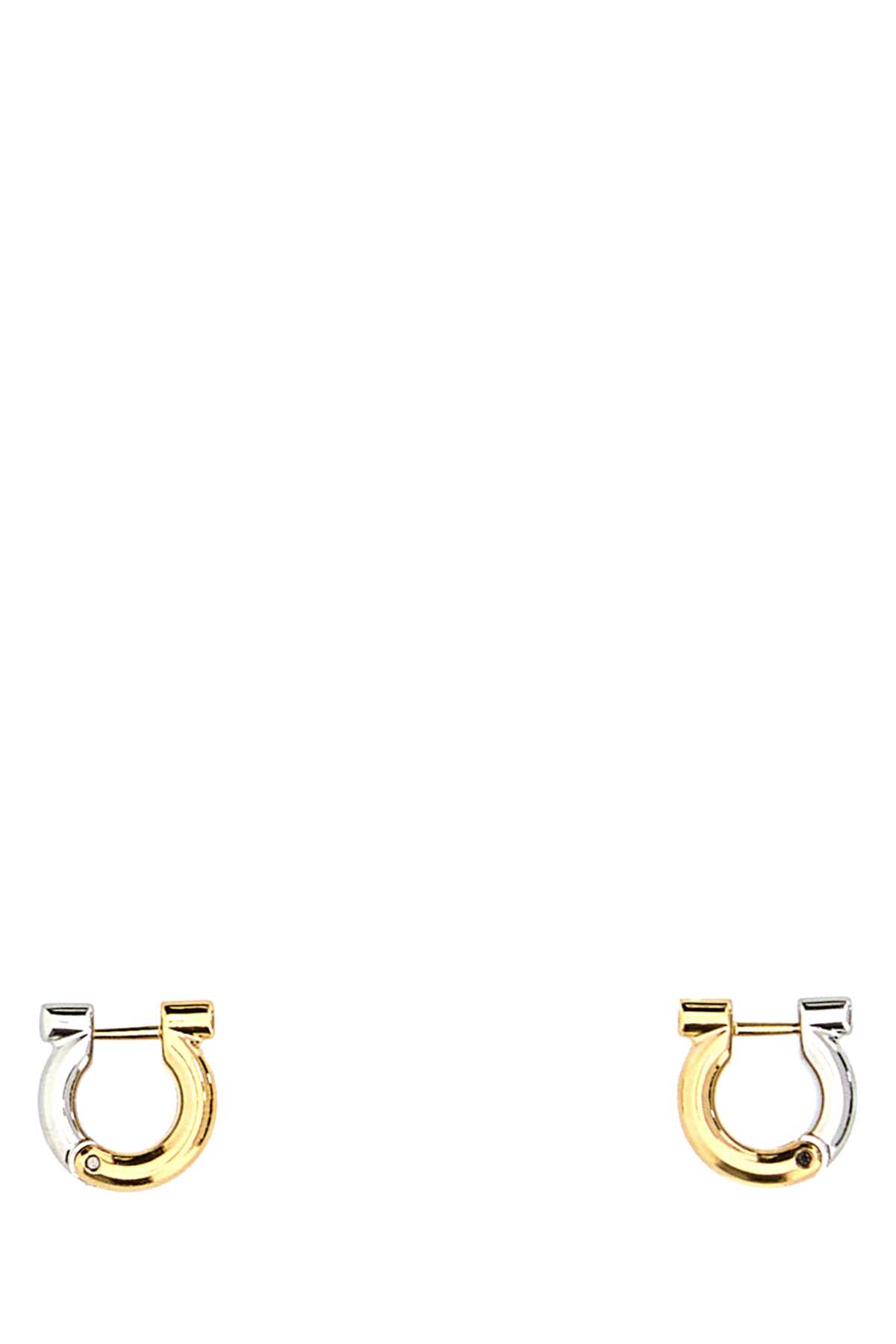 Ferragamo Two-tone Design Metal Hoop Earrings In Gold
