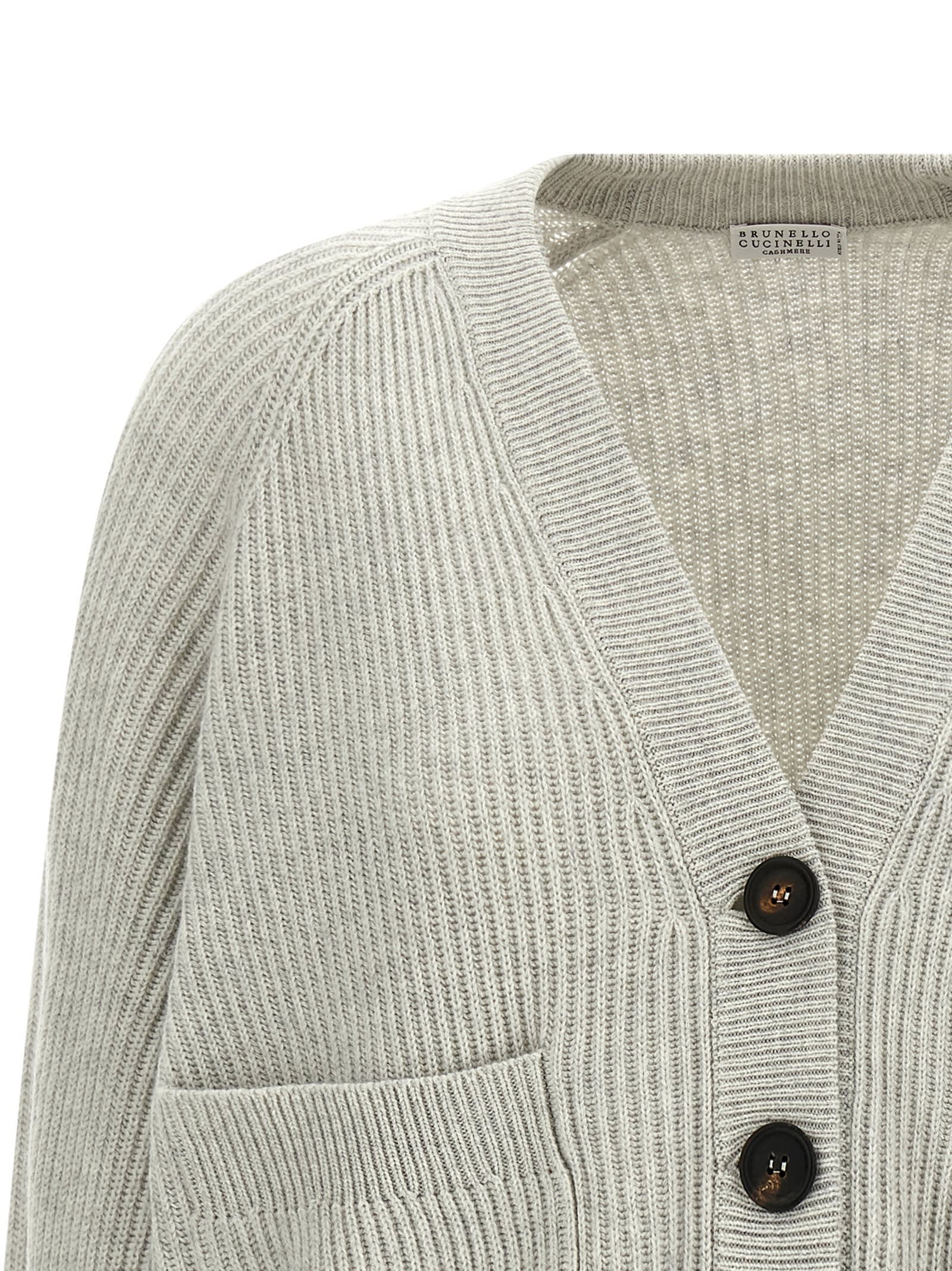 Brunello Cucinelli Monile Cuff Cardigan In Gray