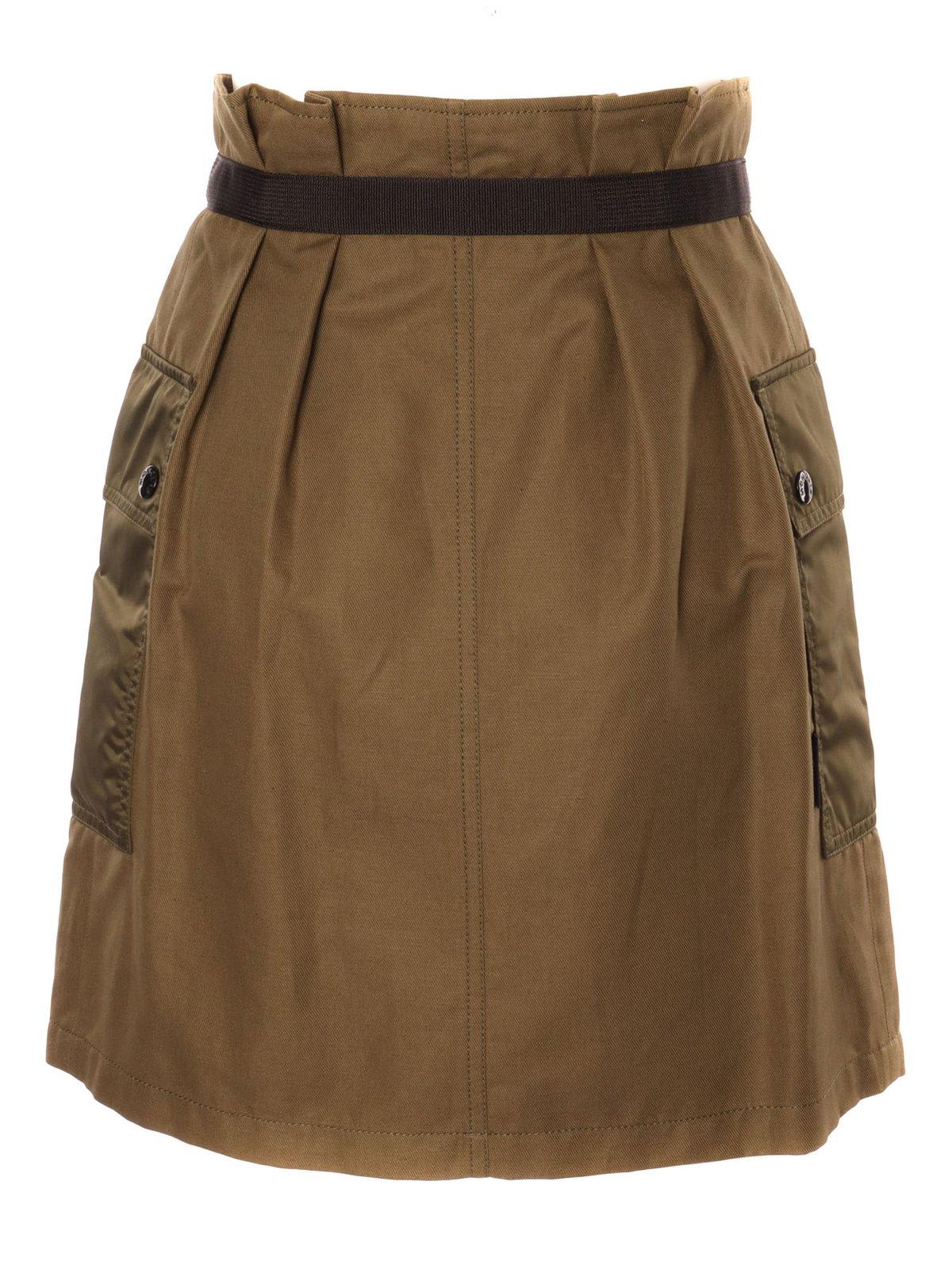 Shop Moncler High Waist Zipped Cargo Mini Skirt In Military Green