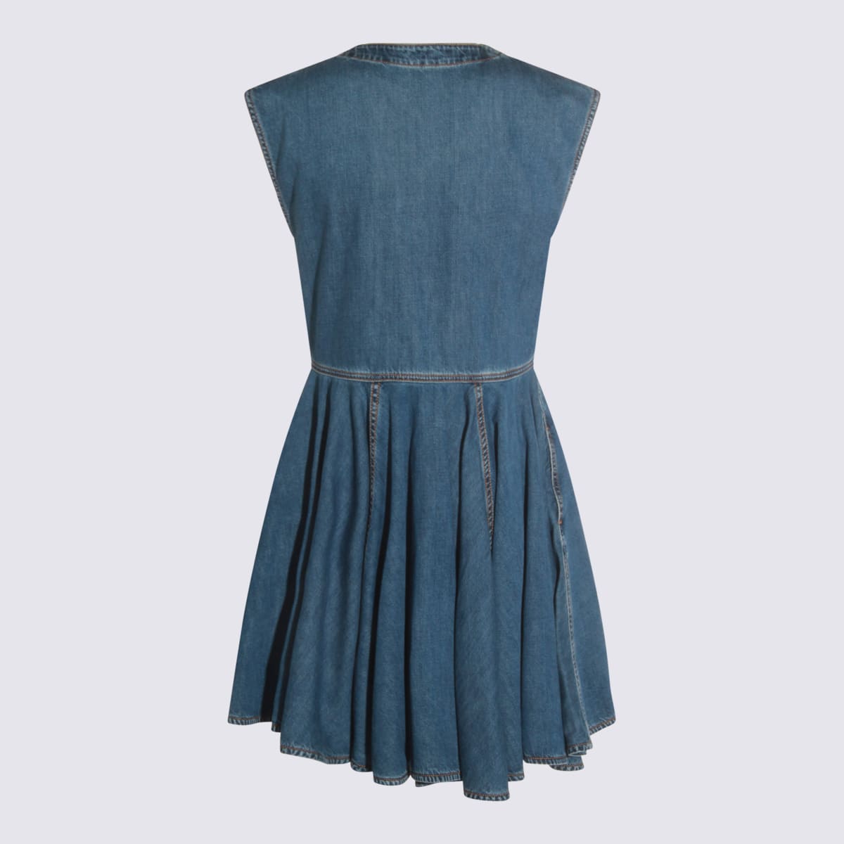 Alaïa Sleeveless Denim-texture Mini Dress In Blue