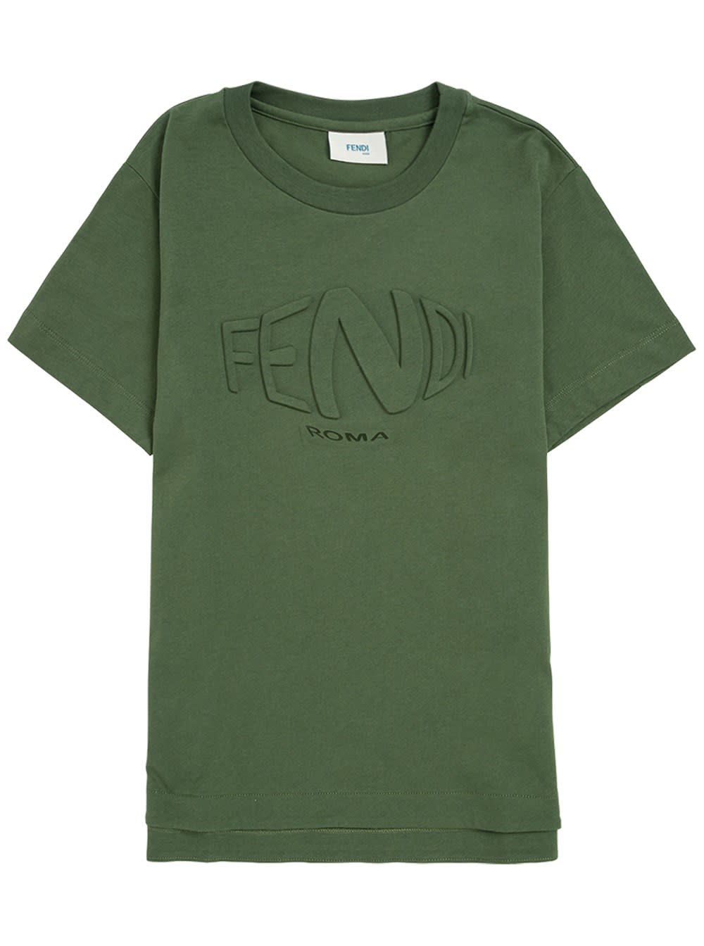 Fendi Green Cotton T-shirt With Logo