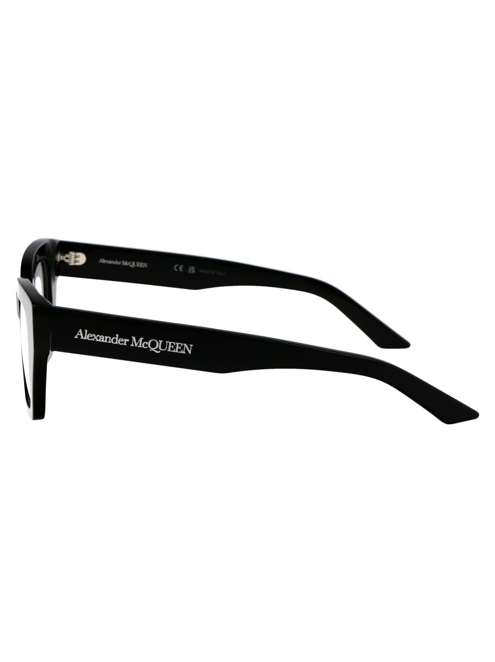 Alexander Mcqueen Am0453o Glasses In 001 Black Black Transparent