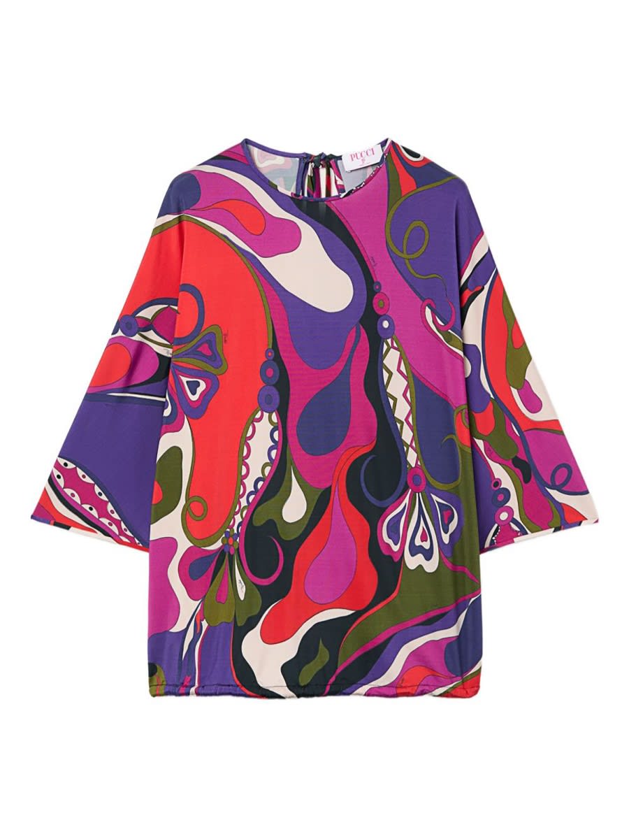 Pucci Orchid Print Cape Blouse In Multi