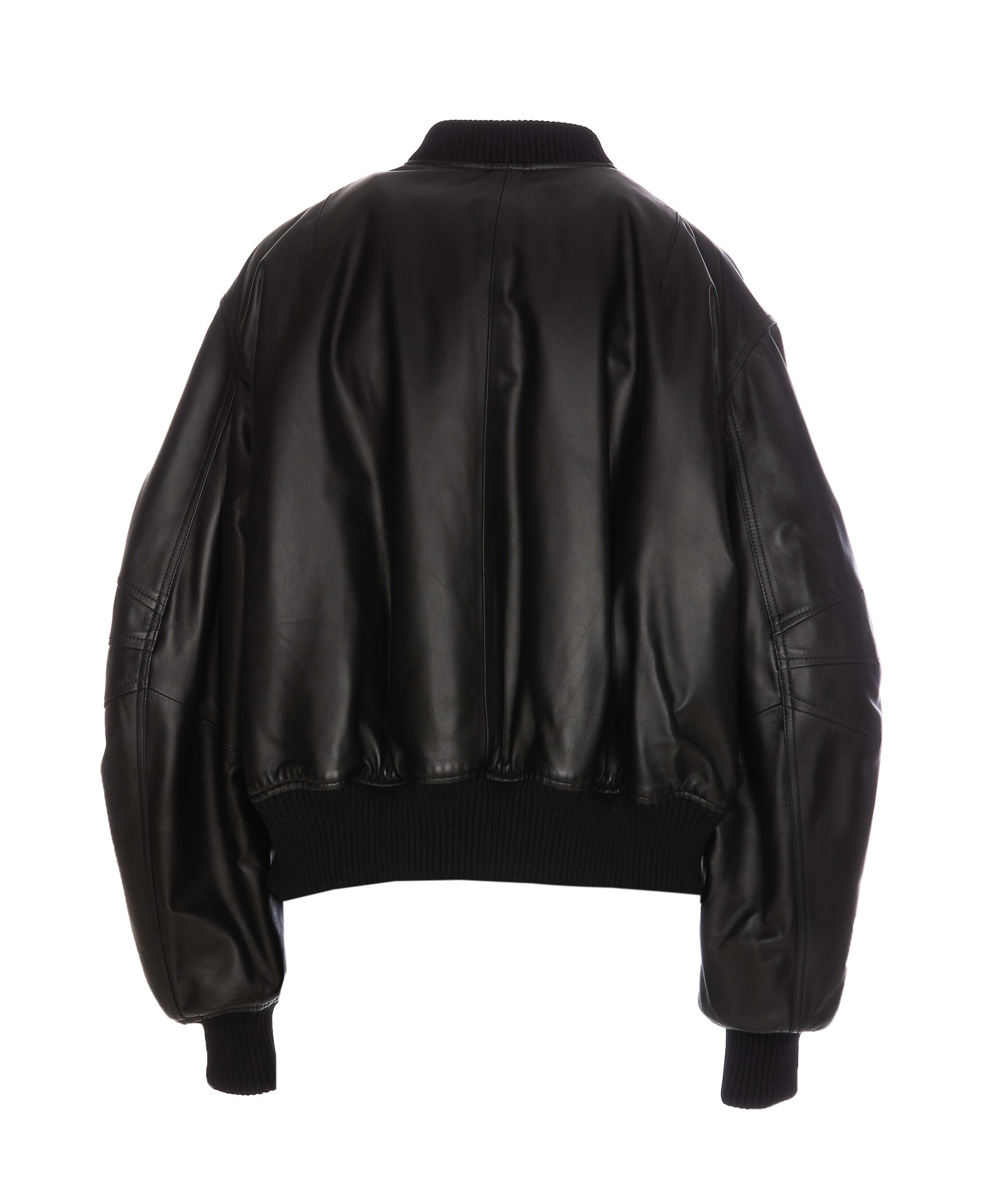 Shop Attico Anja Leather Jacket In Black