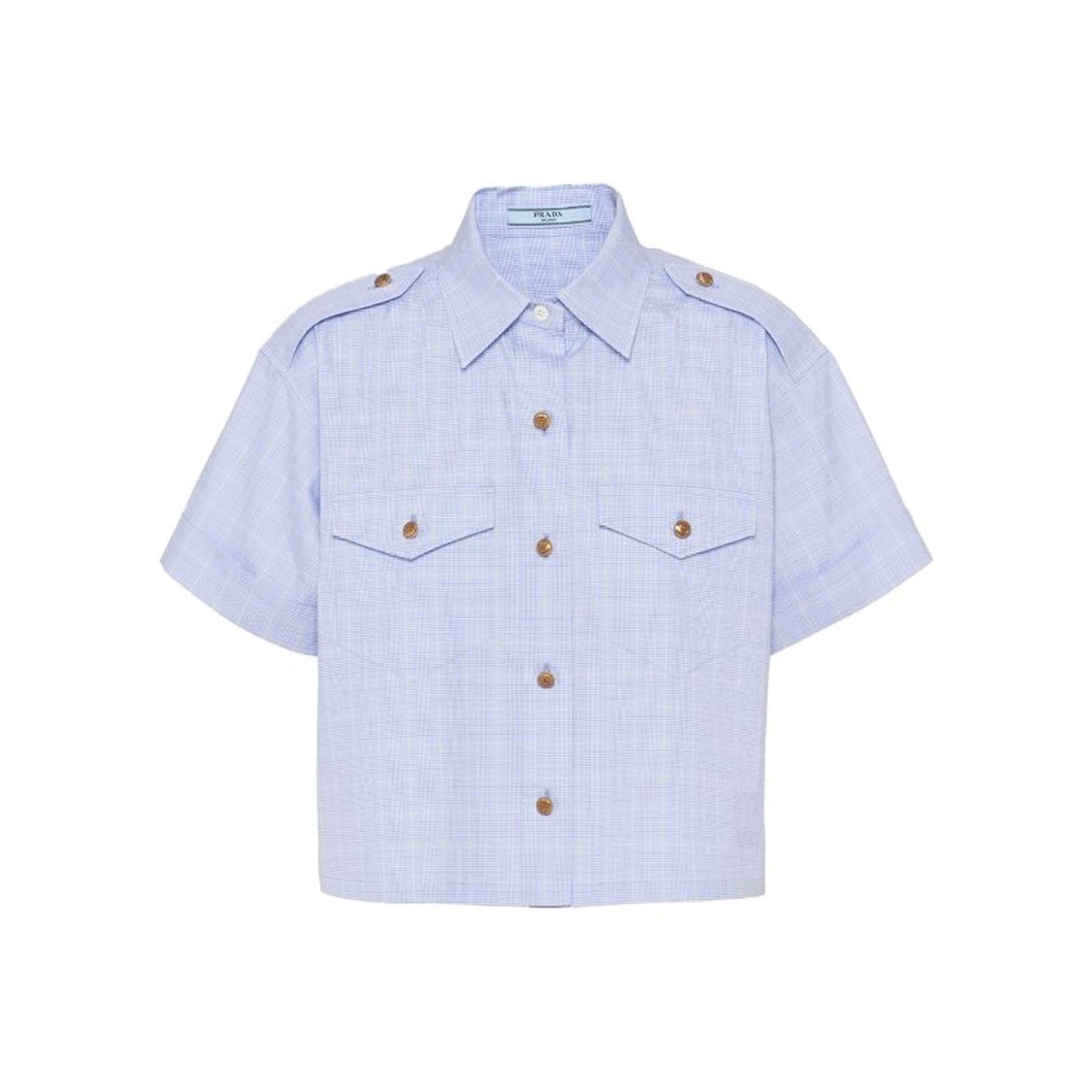 Shop Prada Short Sleeves Shirt In Blue