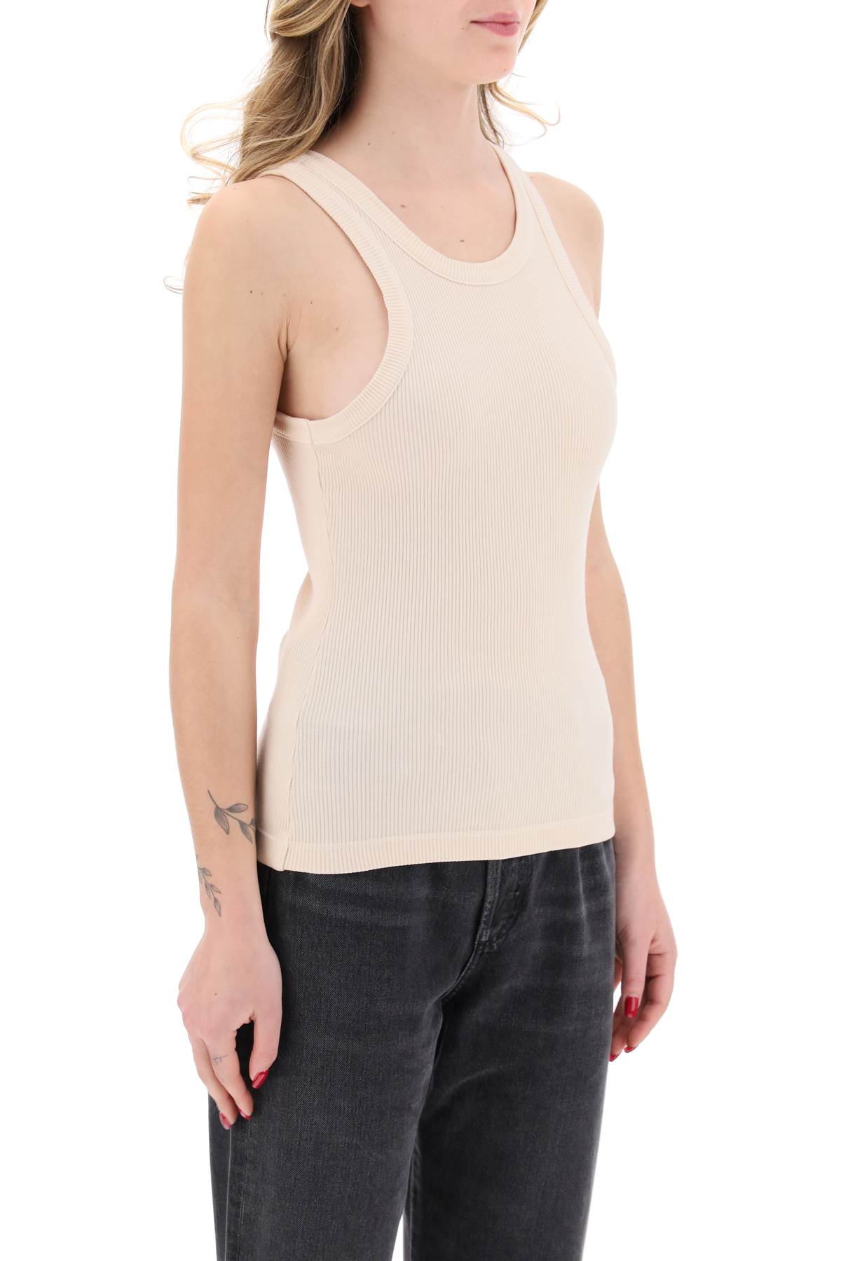 Shop Agolde Ribbed Sleeveless Top B In Bath Salt