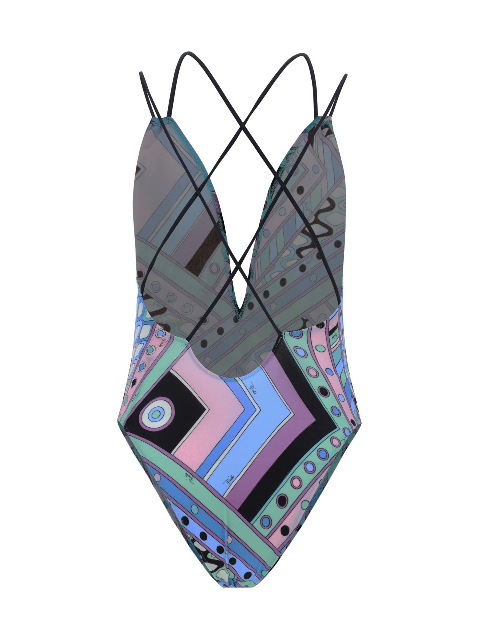 Shop Pucci Vivara Swimsuit In Gnawed Blue