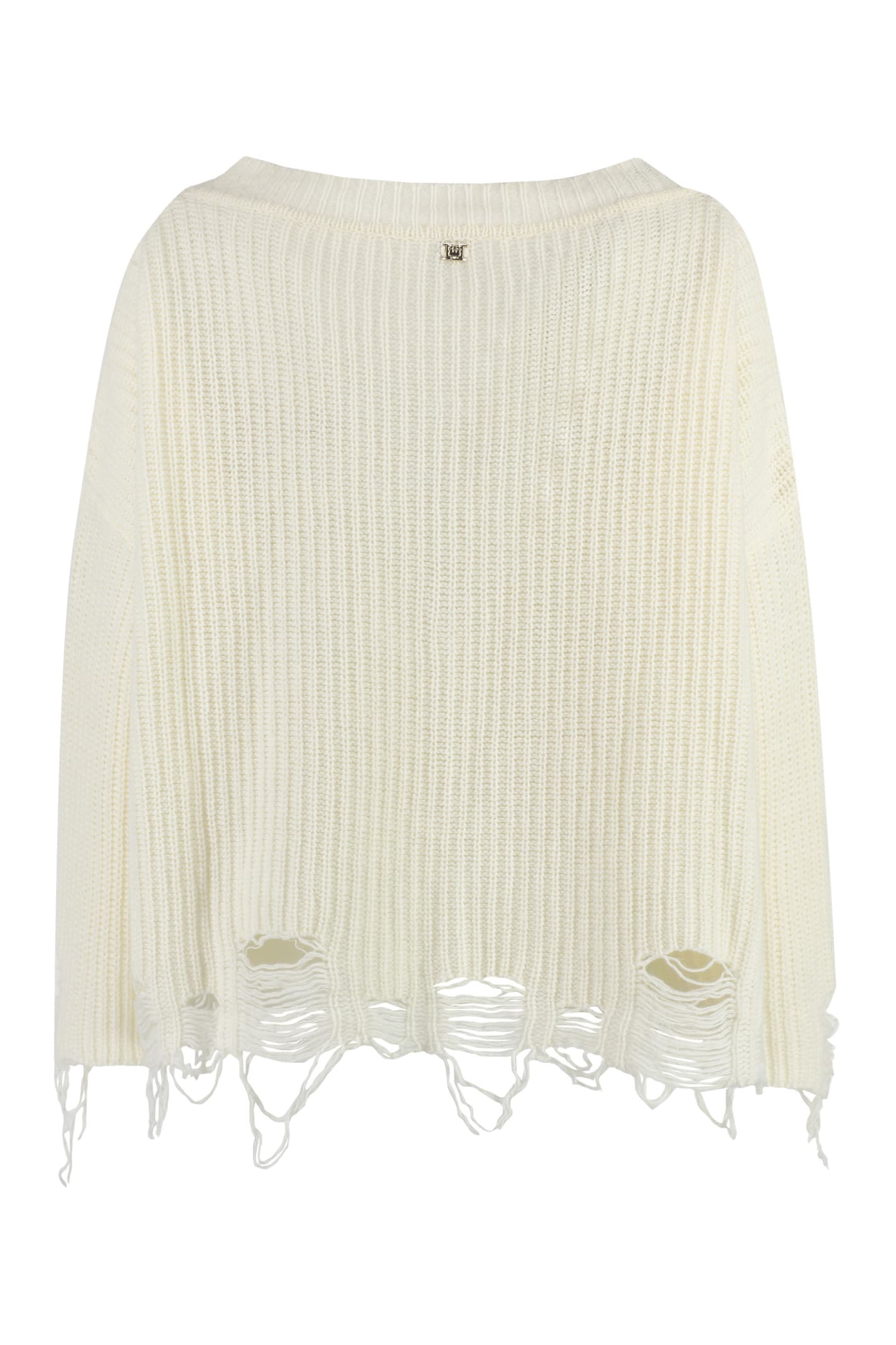 Shop Pinko Ostrica Wool Pullover In Panna