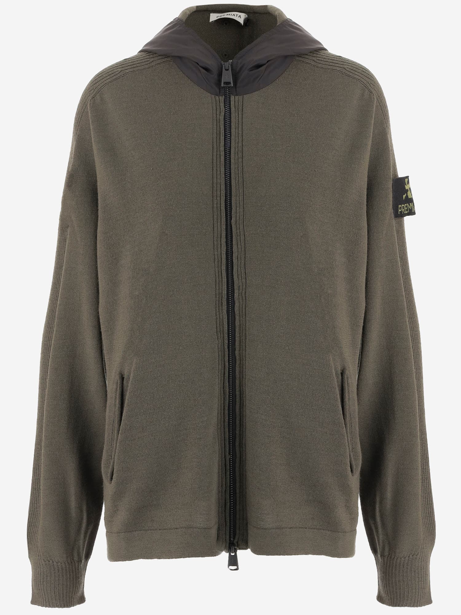 Premiata Merino Wool Zip-up Sweatshirt In Green