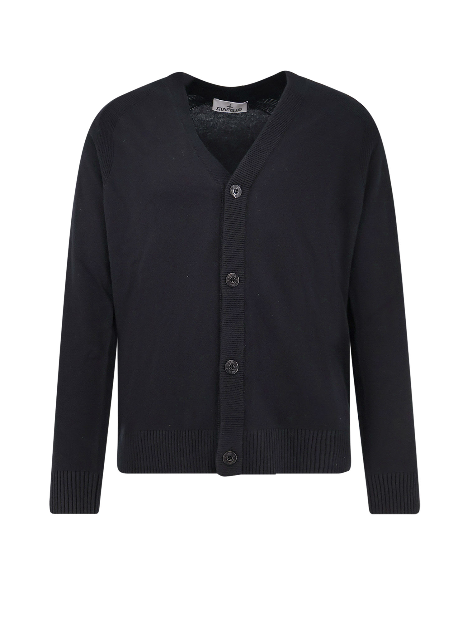 Stone Island Certified Virgin Wool Cardigan In Blue