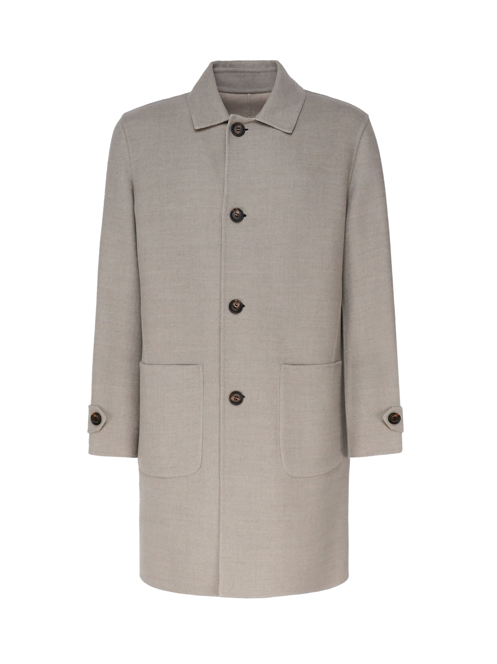 Shop Eleventy Reversible Coat In Wool In Sage, Sand