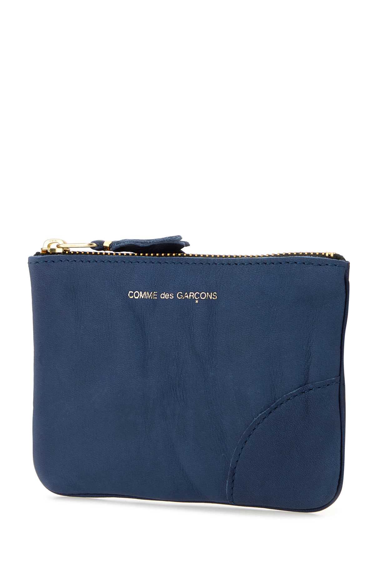 Shop Comme Des Garçons Blue Leather Pouch In Navy