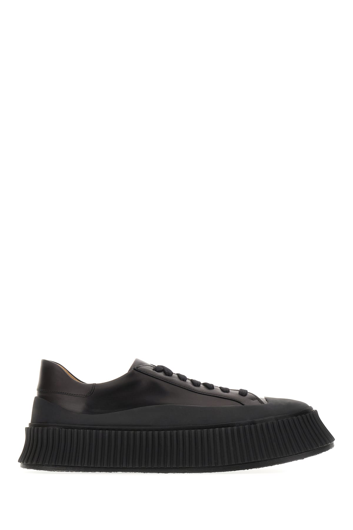 Jil Sander Black Leather Sneakers In 001