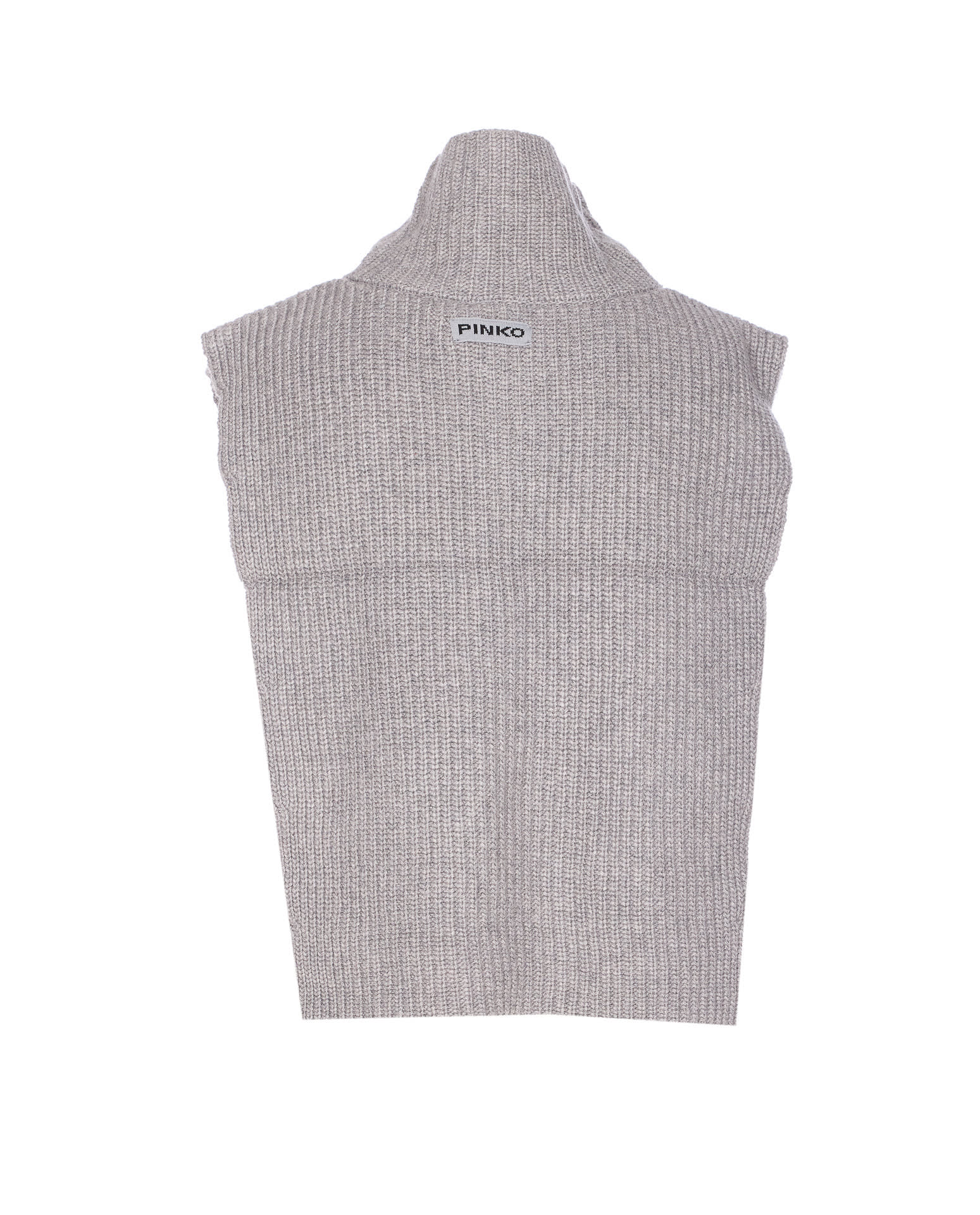 Pinko Cipro Knitted Neck Warmer With Zip In Gray