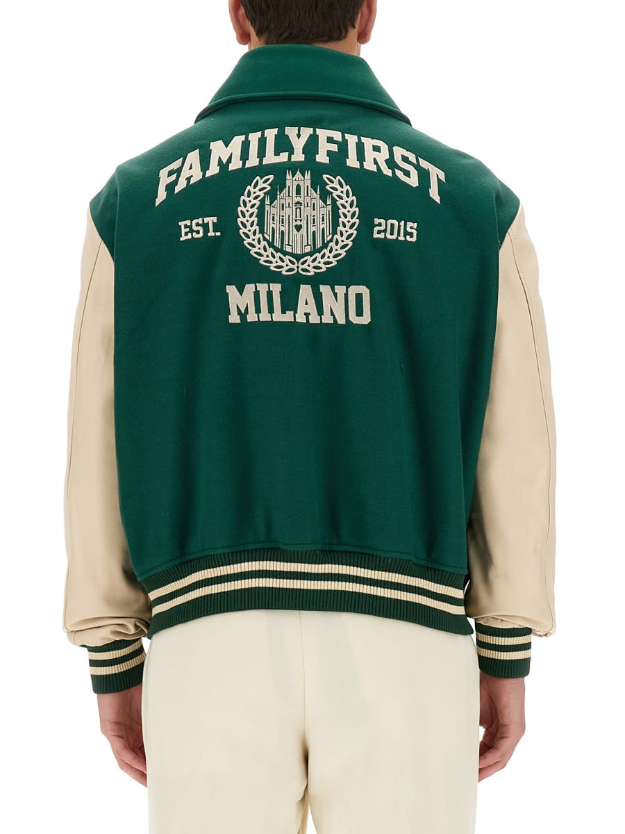 Shop Family First Milano College Varsity Jacket In Green