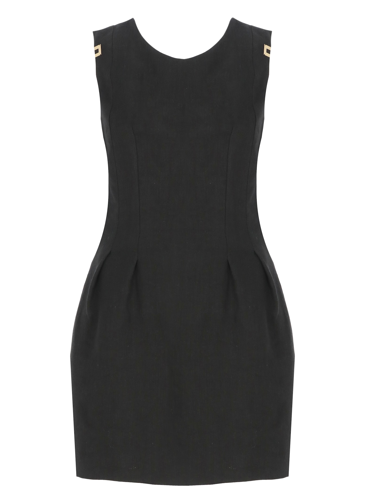 Elisabetta Franchi Linen And Viscose Dress In Black