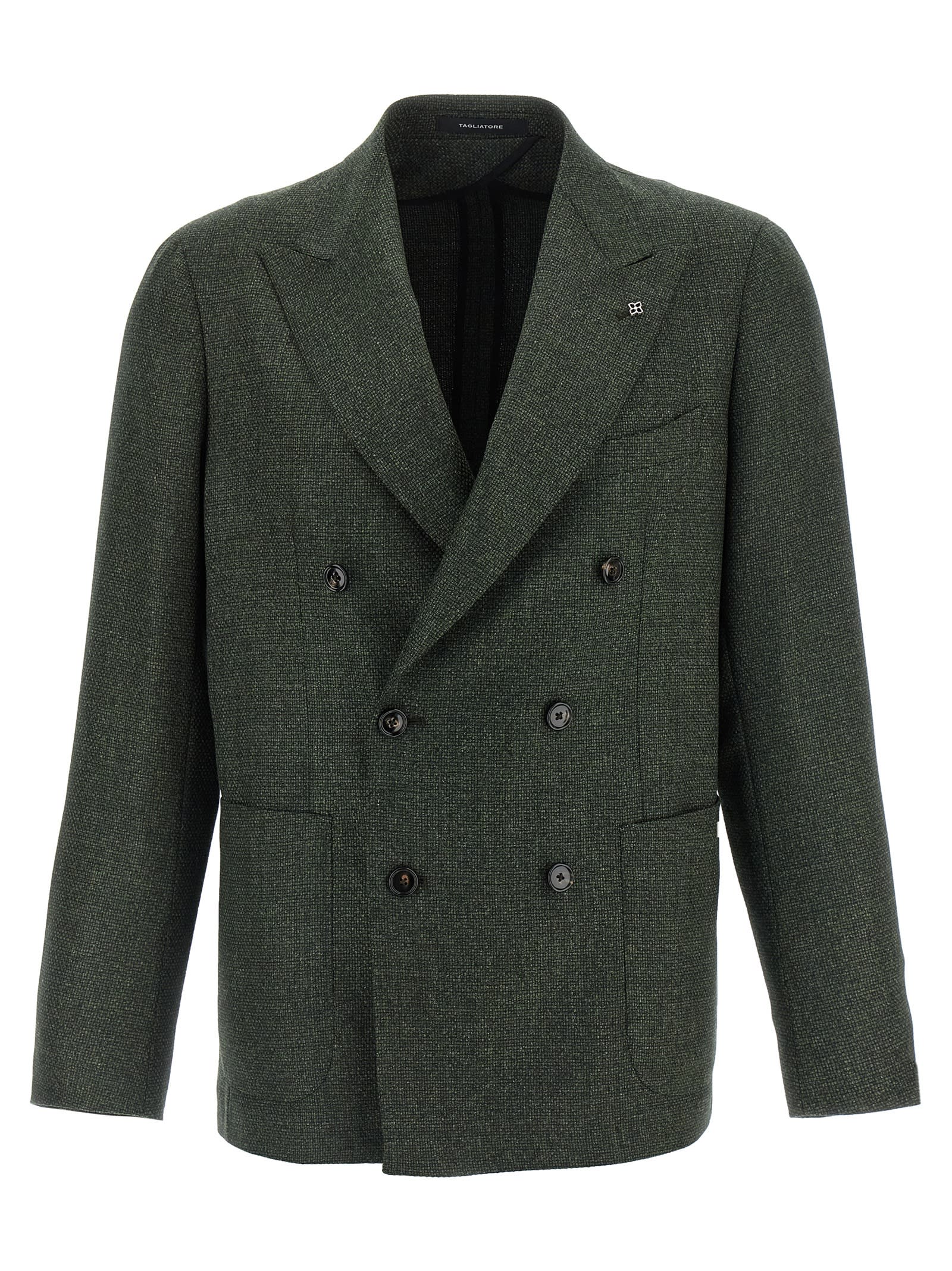 Tagliatore Double Breased Bottoned Blazer Montecarlo In Green