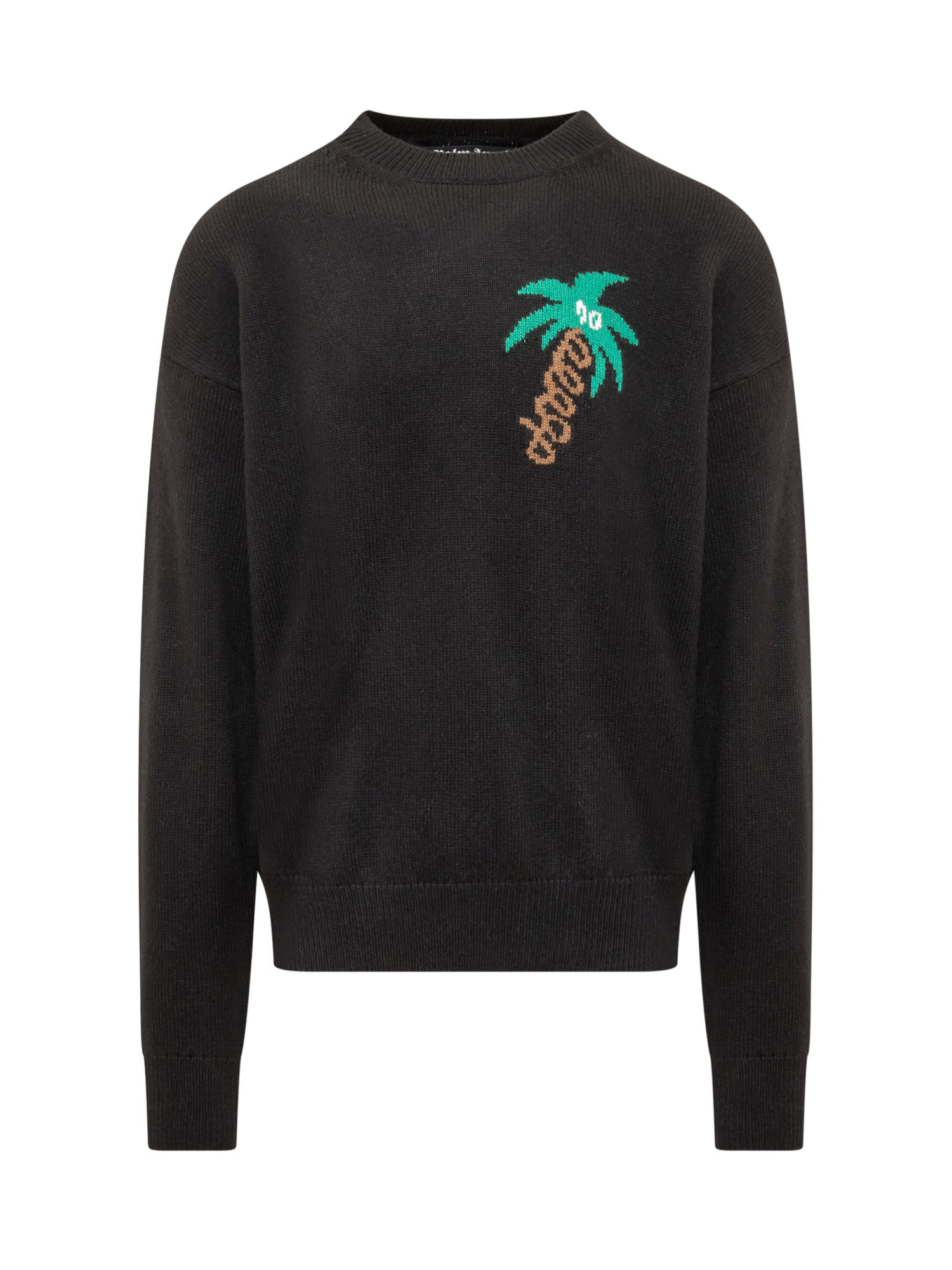 Shop Palm Angels Crewneck Sweater In Black Green
