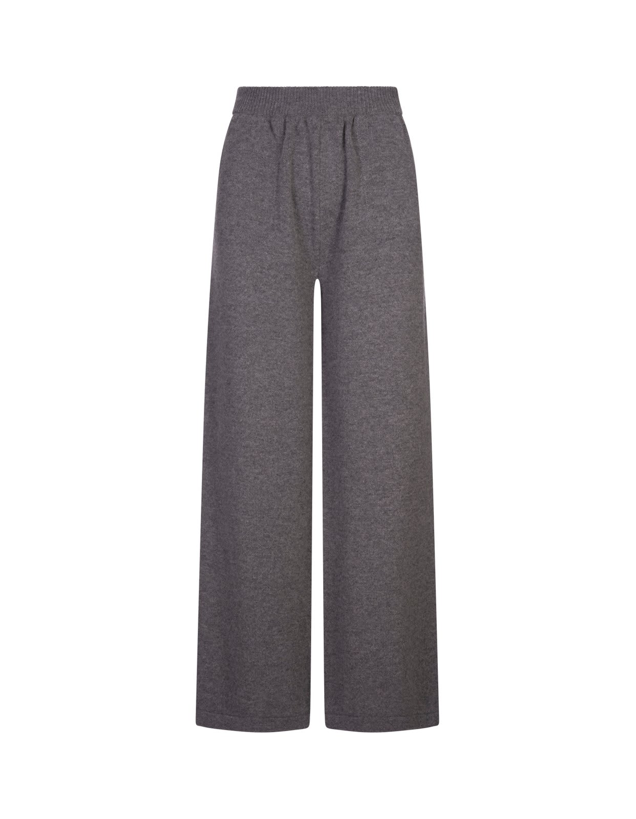 Shop Msgm Logo Embroidered Wide-leg Knitted Trousers