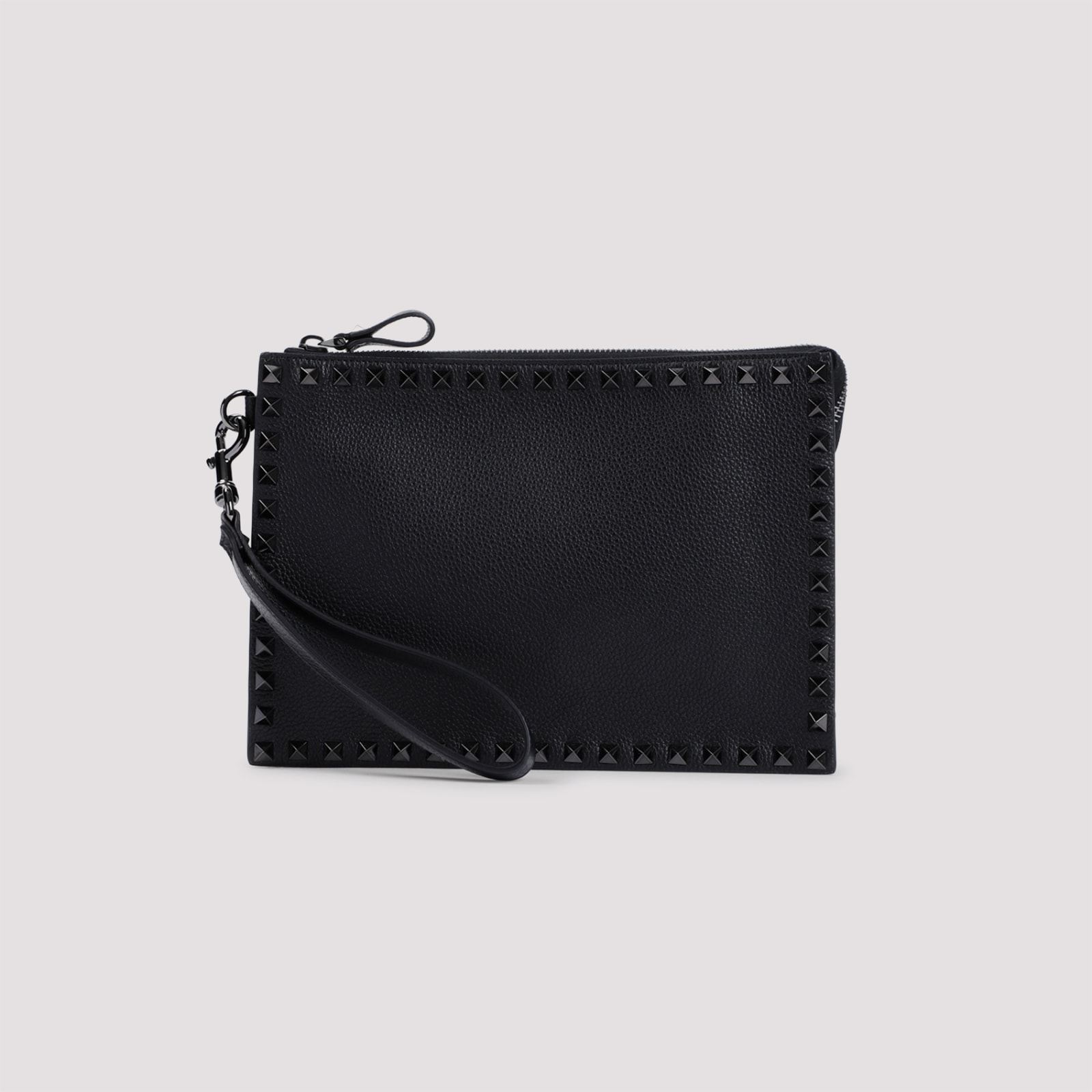 Shop Valentino Handle Flat Pouch In No Nero