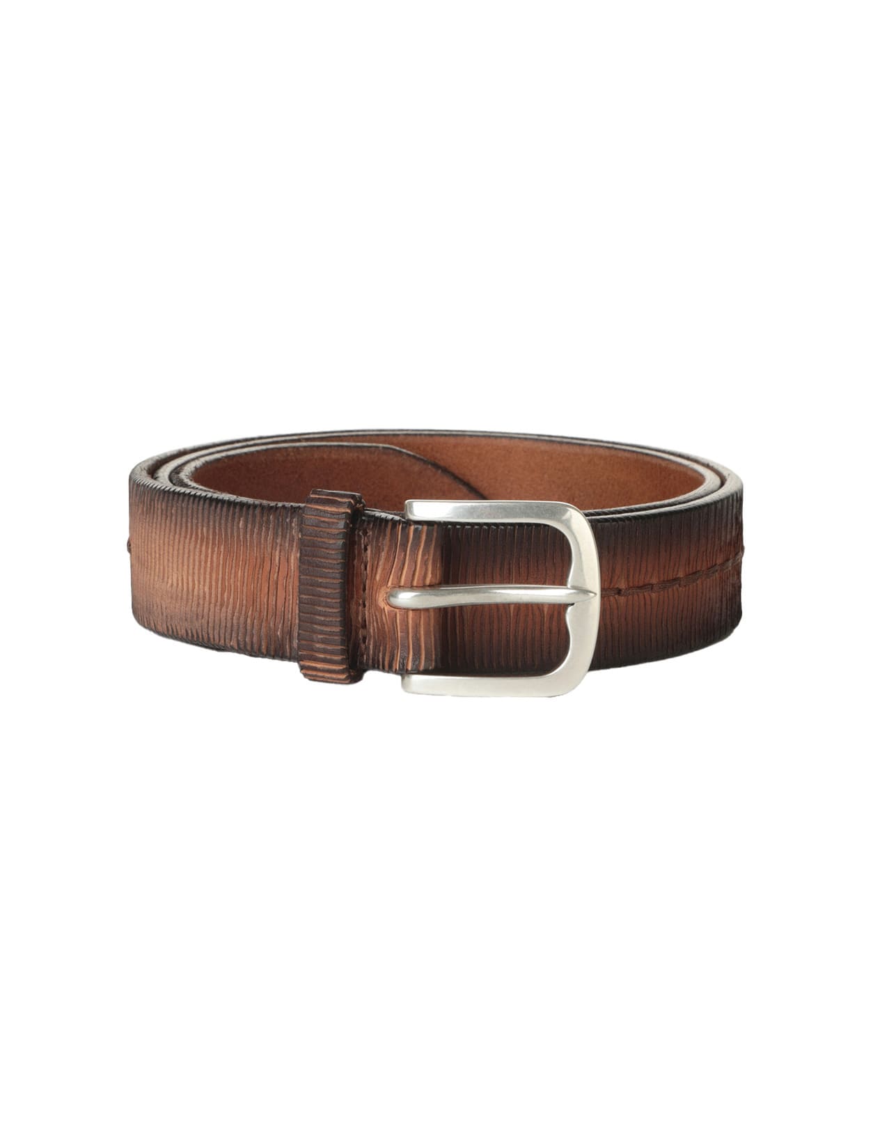 Shop Orciani Brown Blade Belt With Stitching