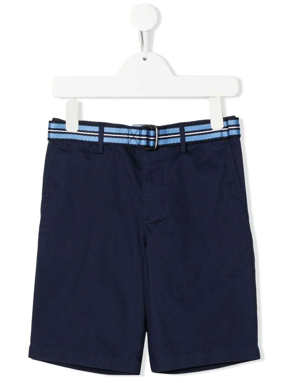 Ralph Lauren Teen Shorts In Navy Blue Stretch Chino With Belt