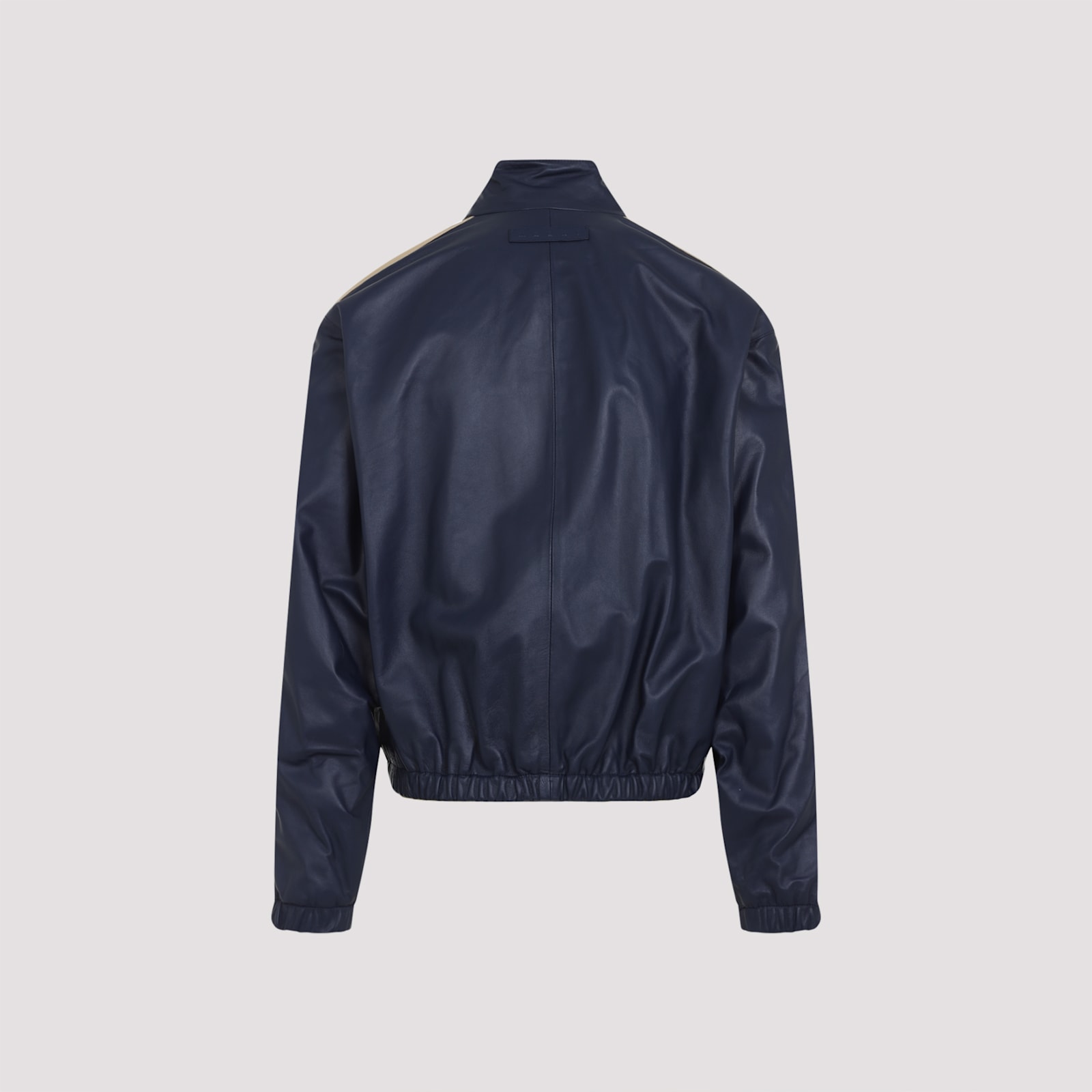 Shop Marni Ovine Leather Jacket In Blue China