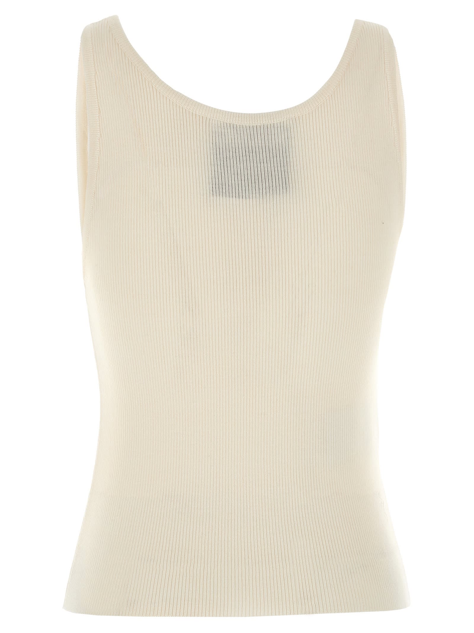 Moschino Knit Tank Top With Golden M In White