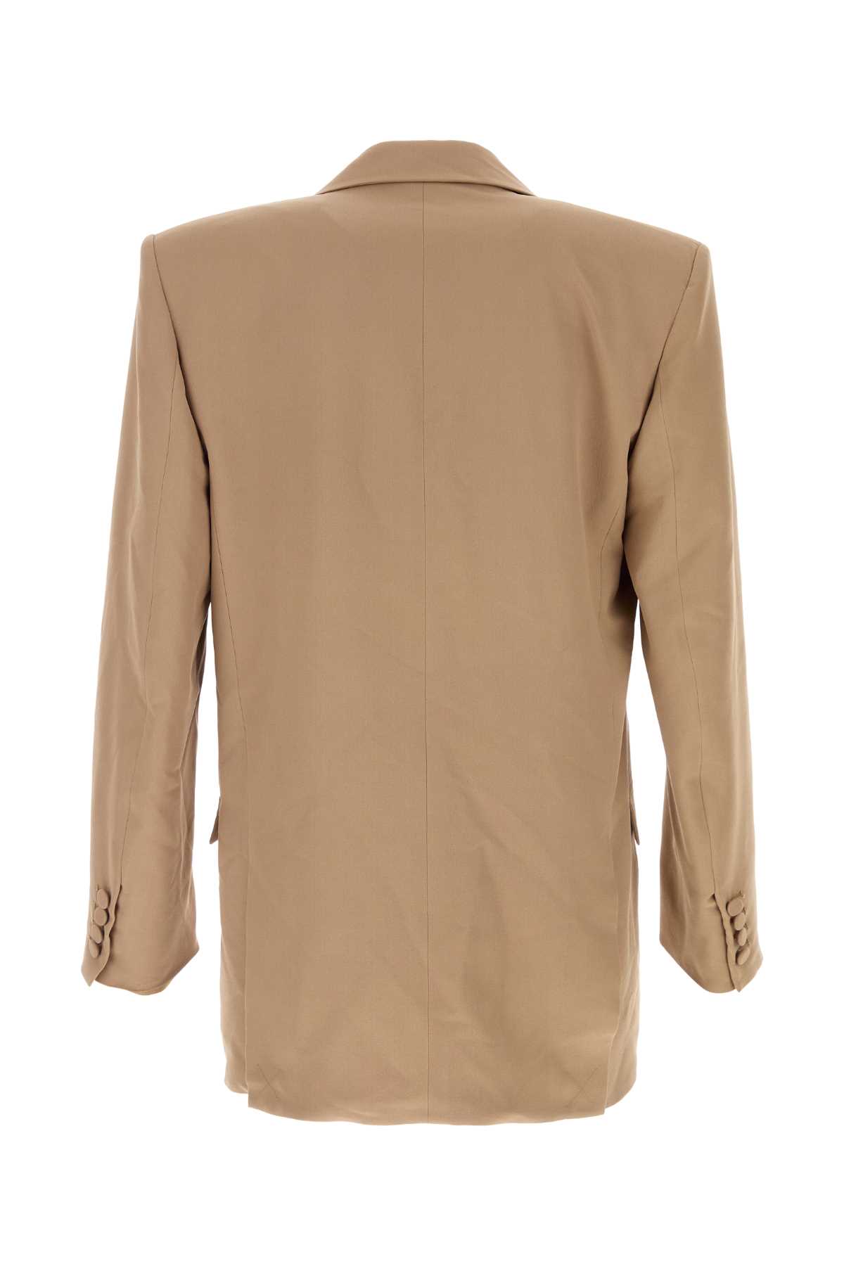 Shop Saint Laurent Camel Crepe Blazer In Cappuccino