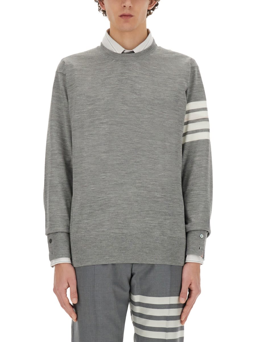 Shop Thom Browne 4bar Stripe Jersey In Grey