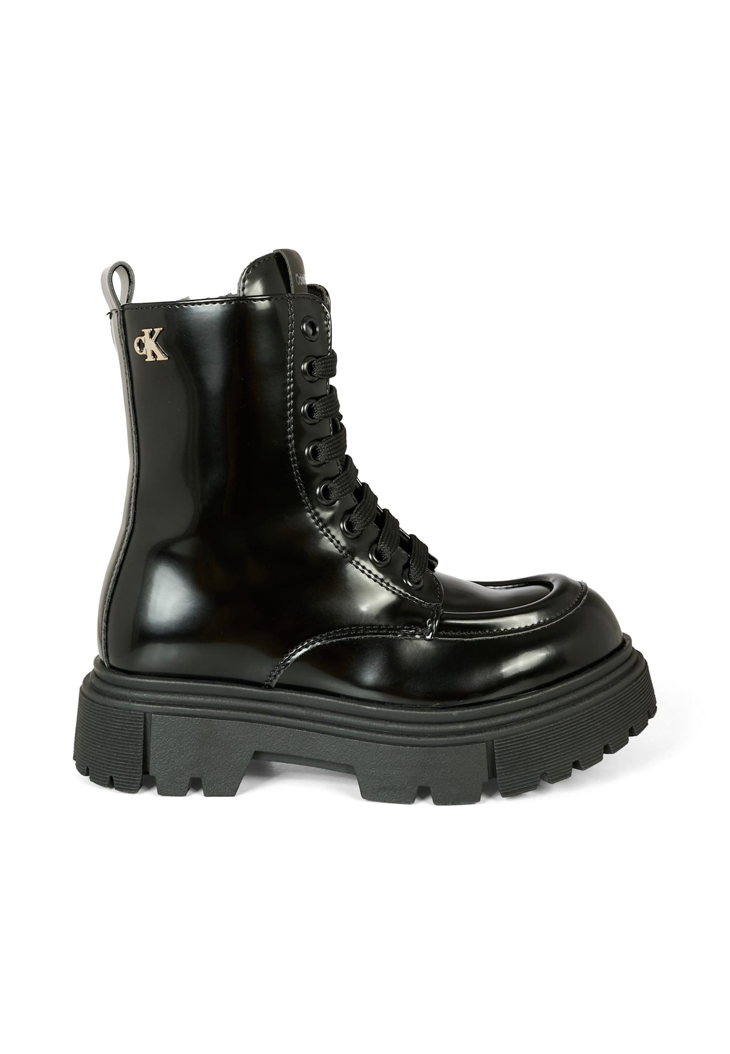 Calvin Klein Black Boots For Kids With Logo In Multi