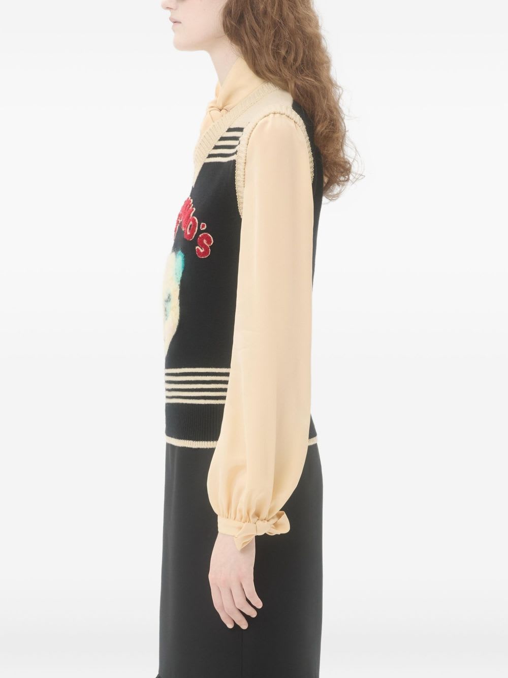 Valentino Cat Motif Wool Sleeveless Vest In Black