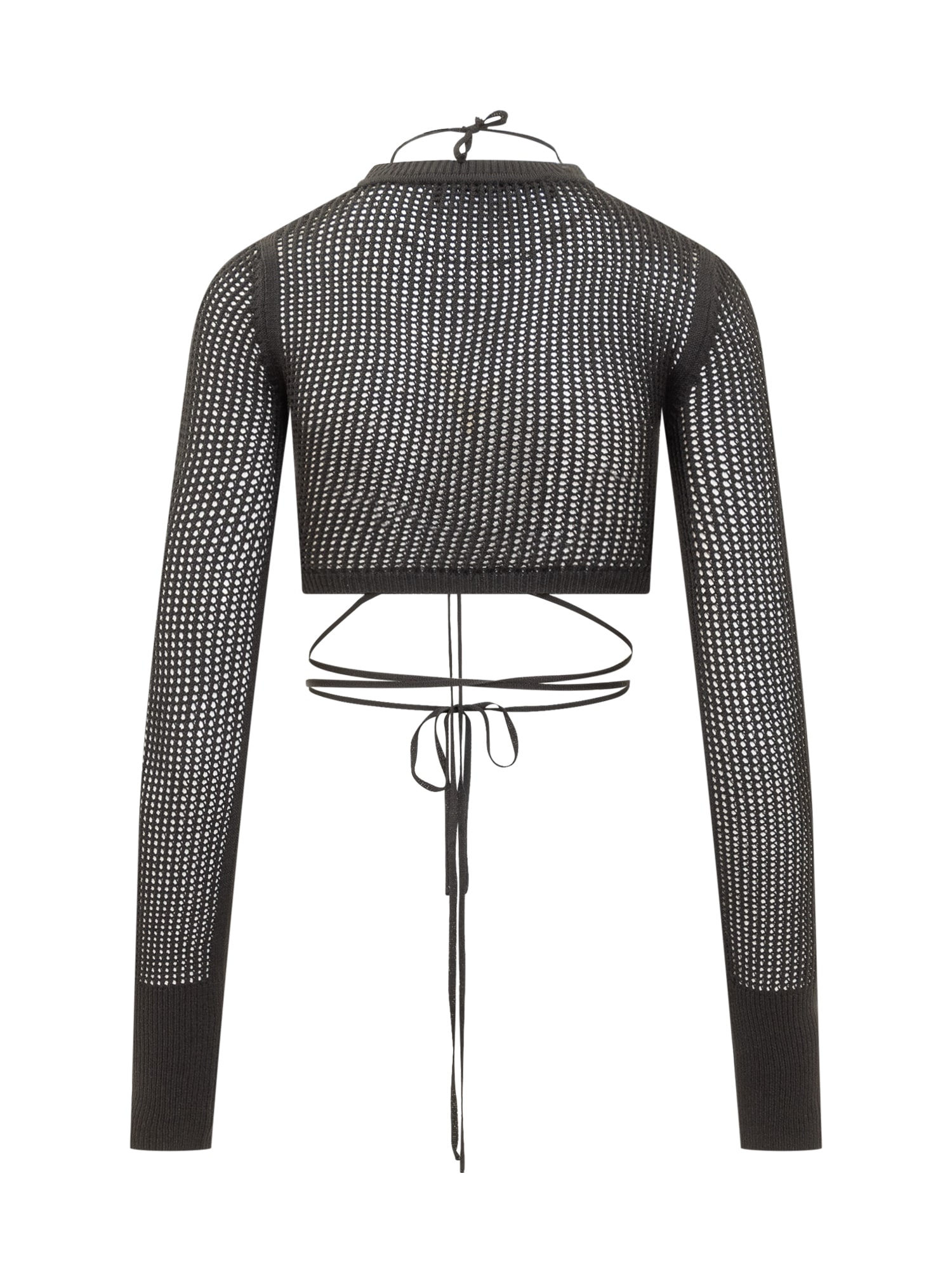 Shop Andreädamo Fishnet Top In Black