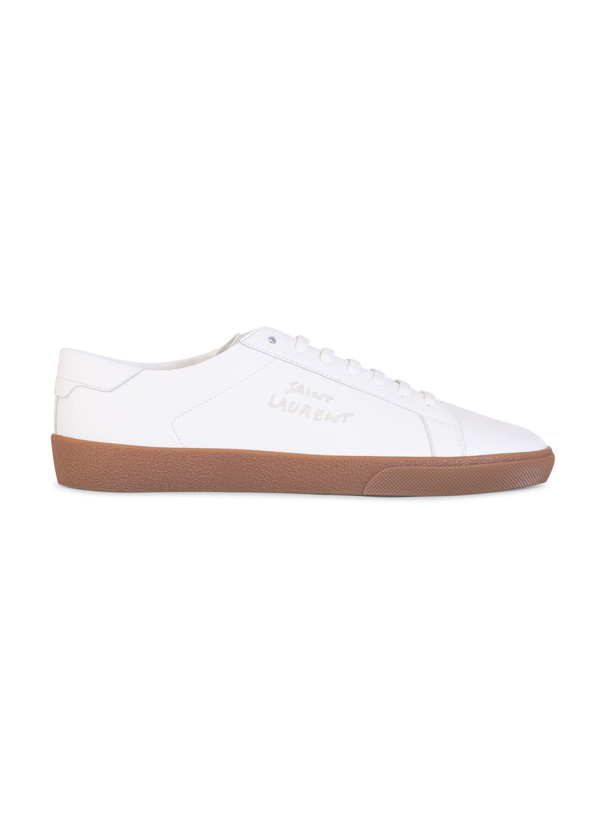 Saint Laurent Court Classic Sl/06 Embroidered Sneakers In Grained Leather