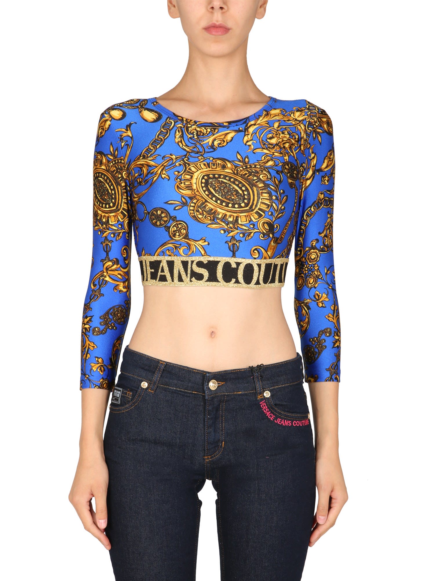 Versace Jeans Couture Short Top With Bijoux Baroque Print