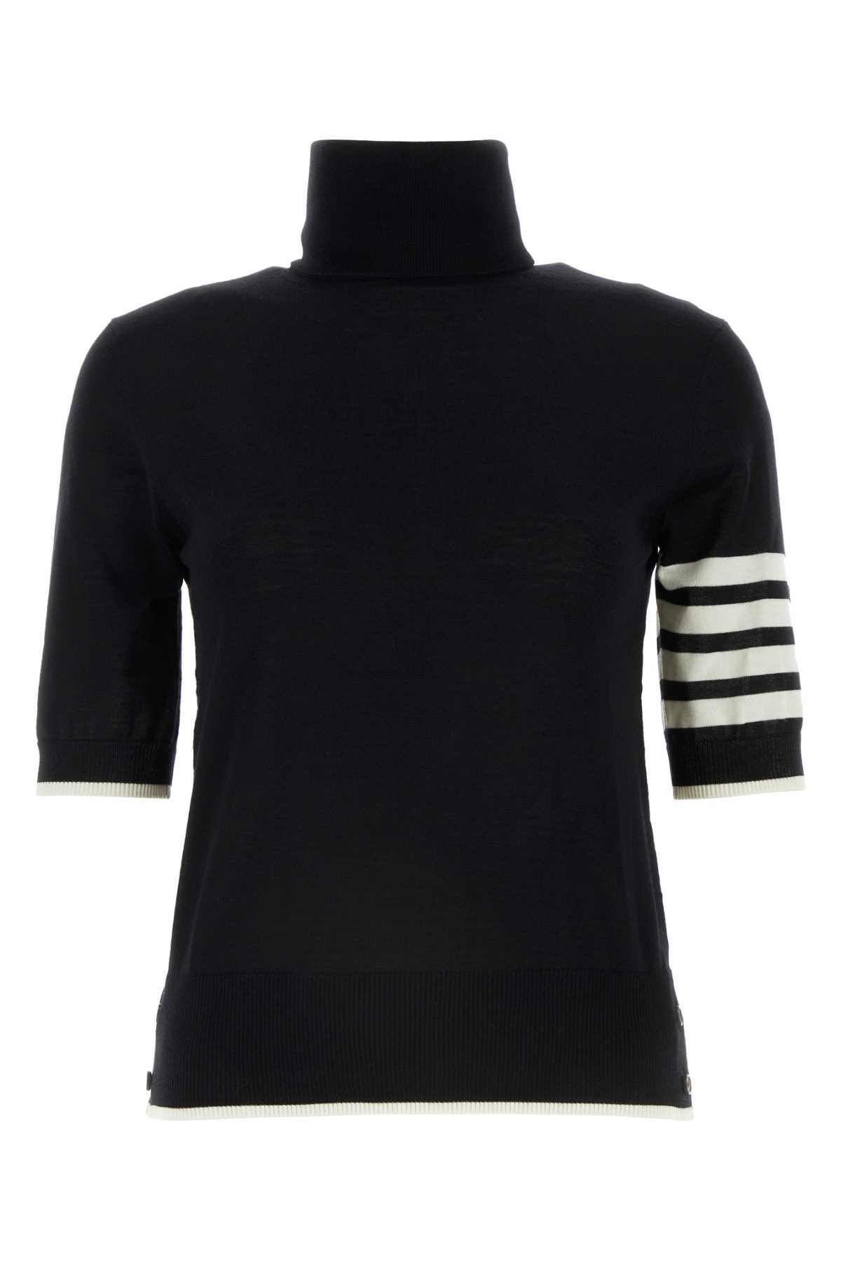 Shop Thom Browne Black Wool Blend Sweater