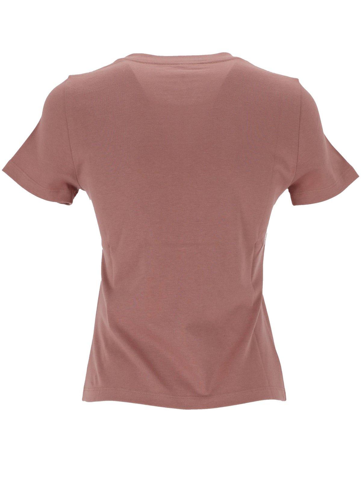 Shop Chloé Velvet-logo Crewneck T-shirt In Rosa