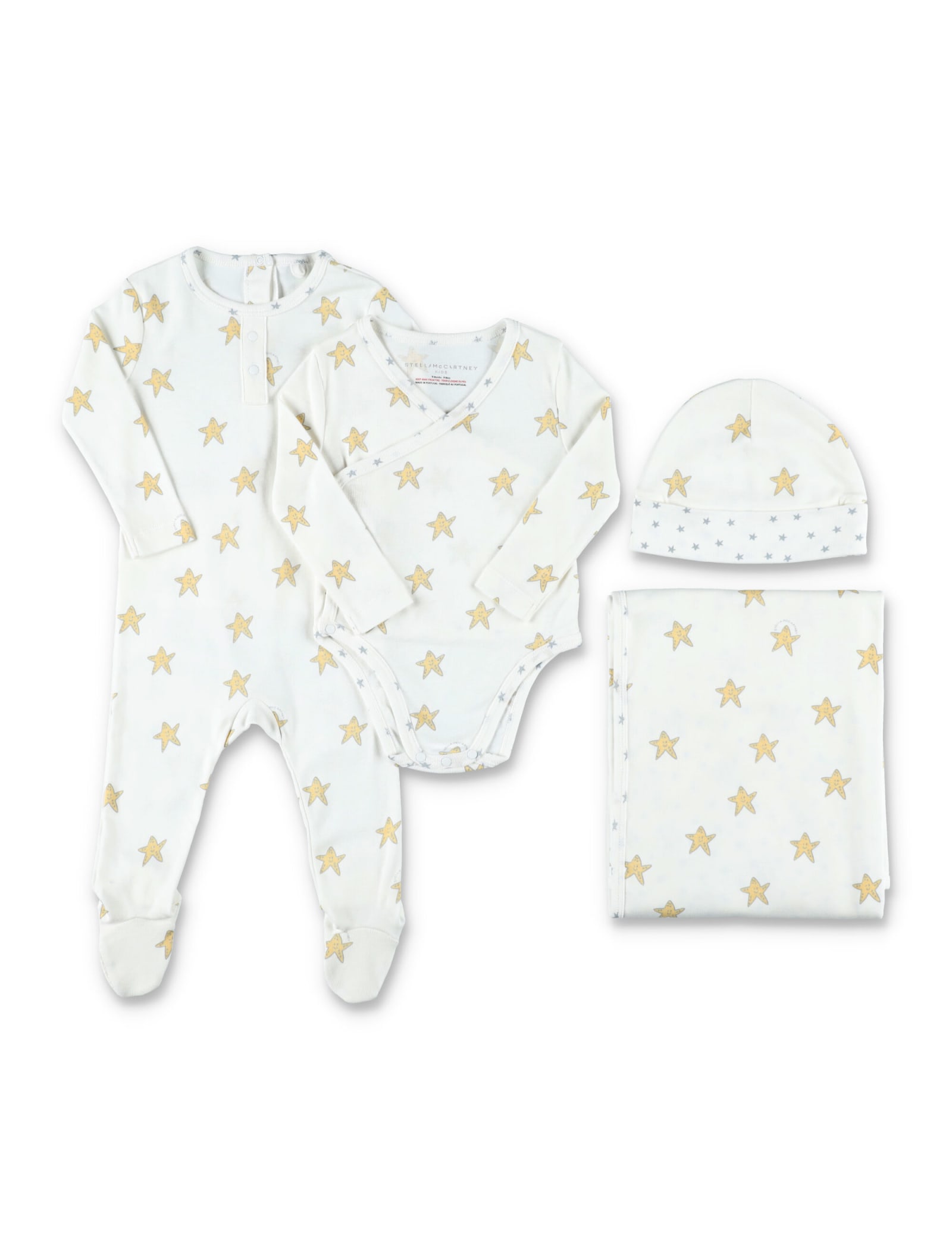 Shop Stella Mccartney Smiling Star Print Baby Gift Set In White