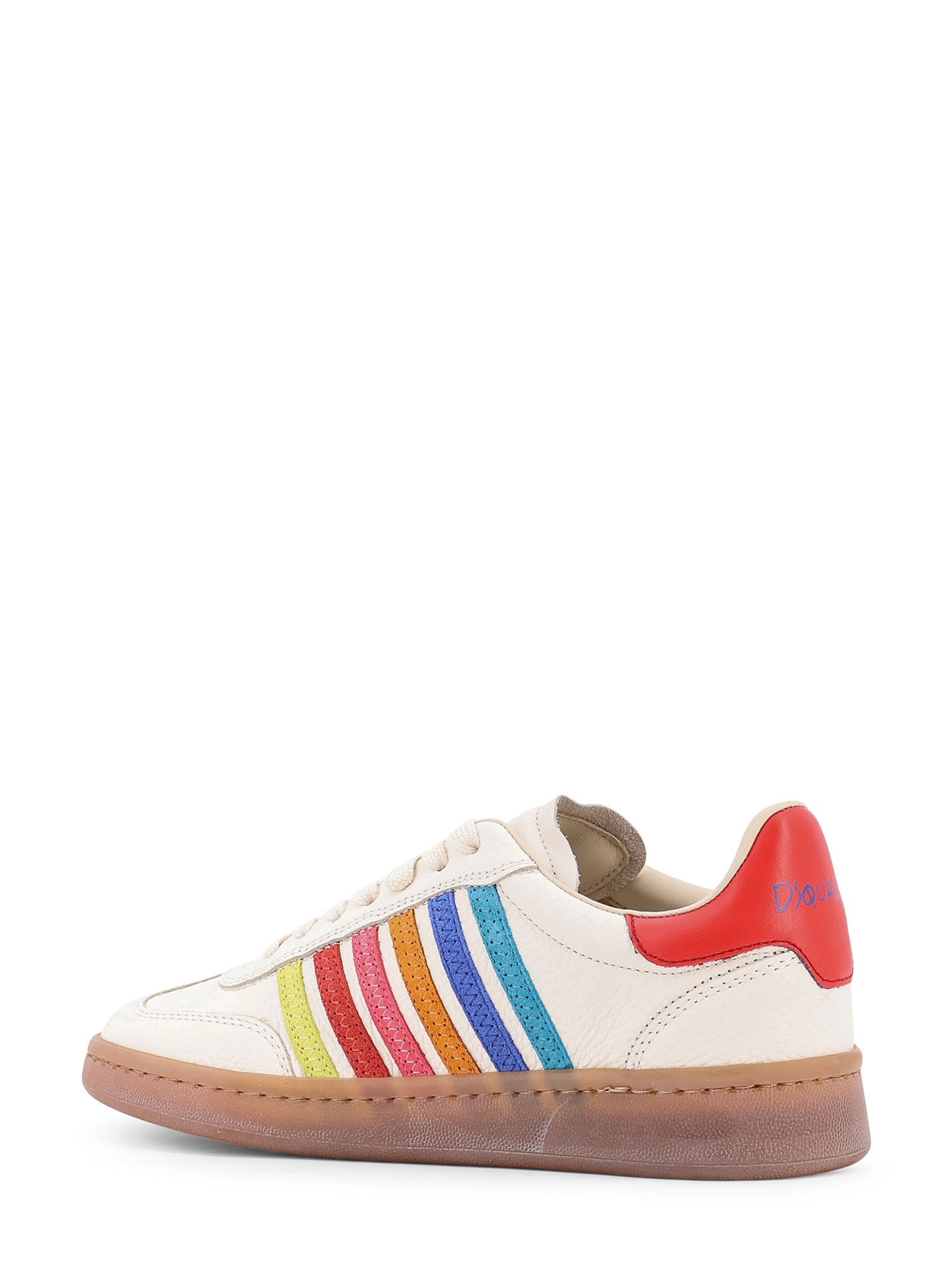DSQUARED2 BOXER DSQUARED2 SUMMER LOVERS LEATHER SNEAKERS WITH MULTICOLOR STRIPES