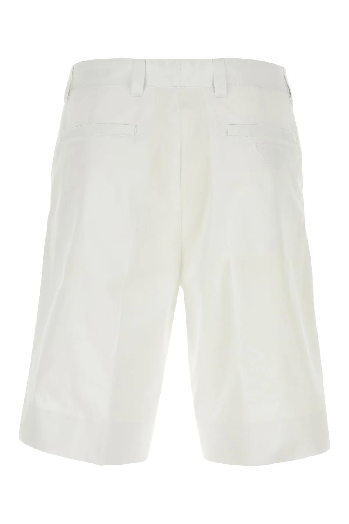 Shop Prada White Cotton Bermuda Shorts