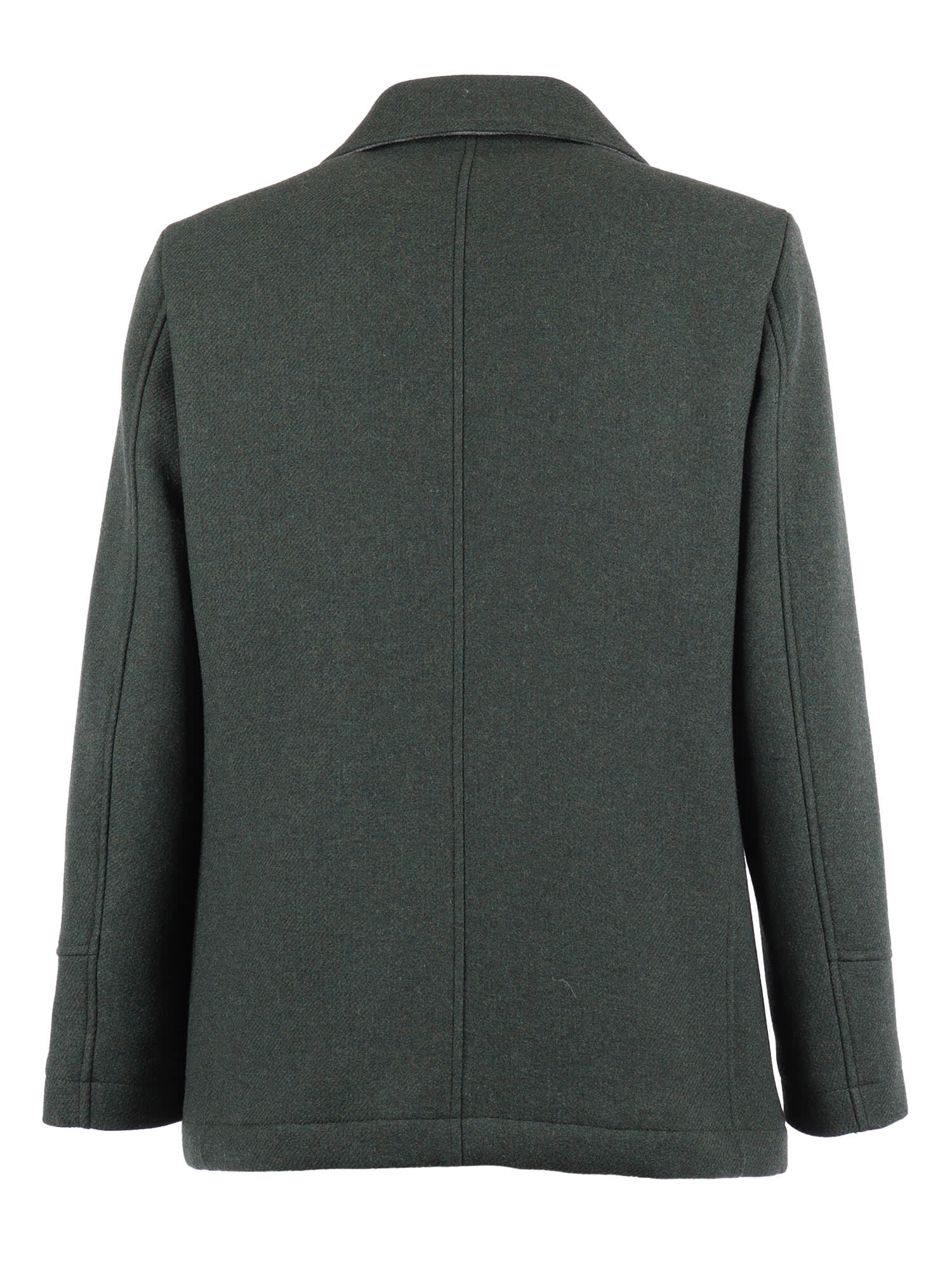 Camplin Double-breasted Wool Blend Peacoat In Green
