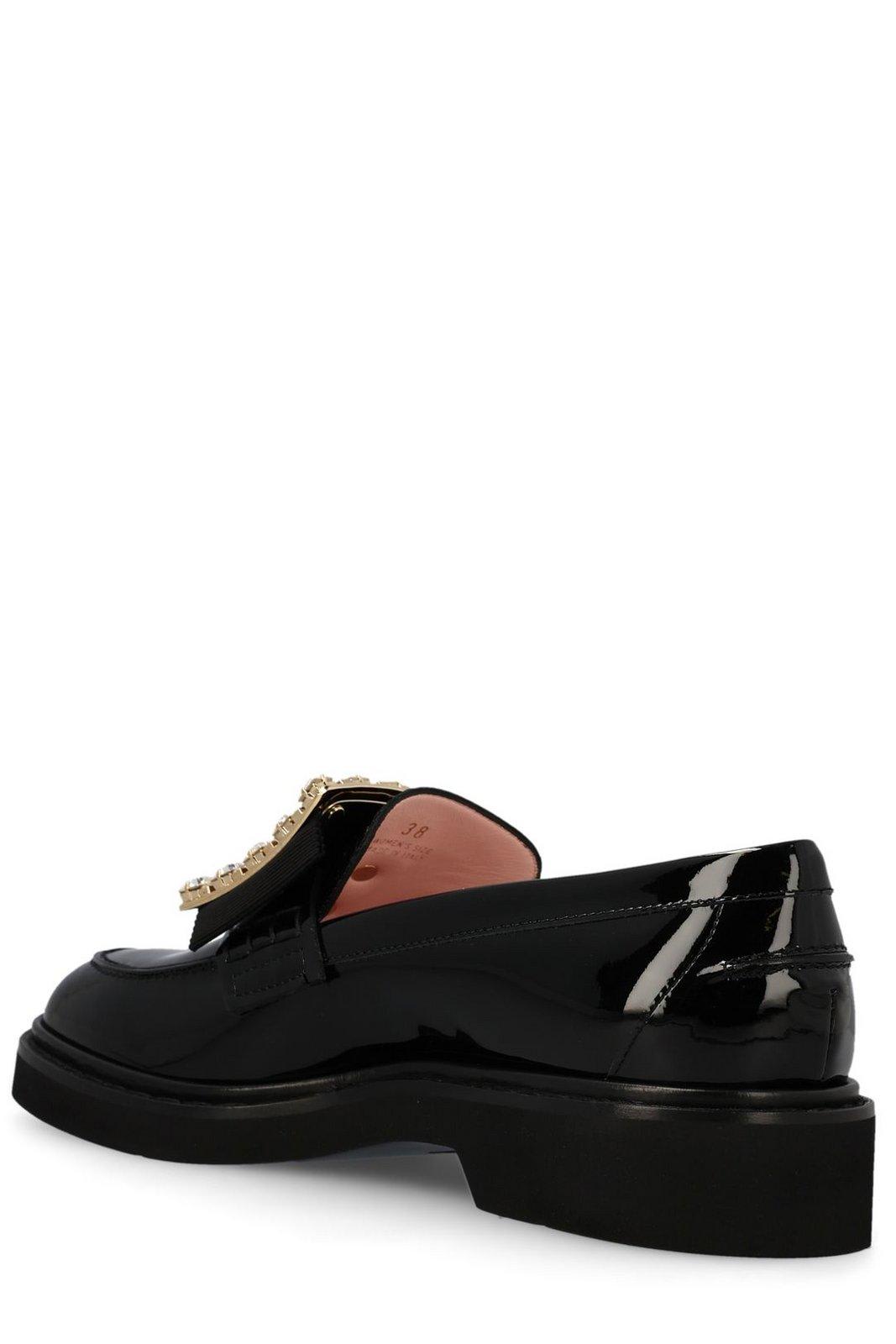 Roger Vivier Viv Rangers Black Patent Loafers In Black