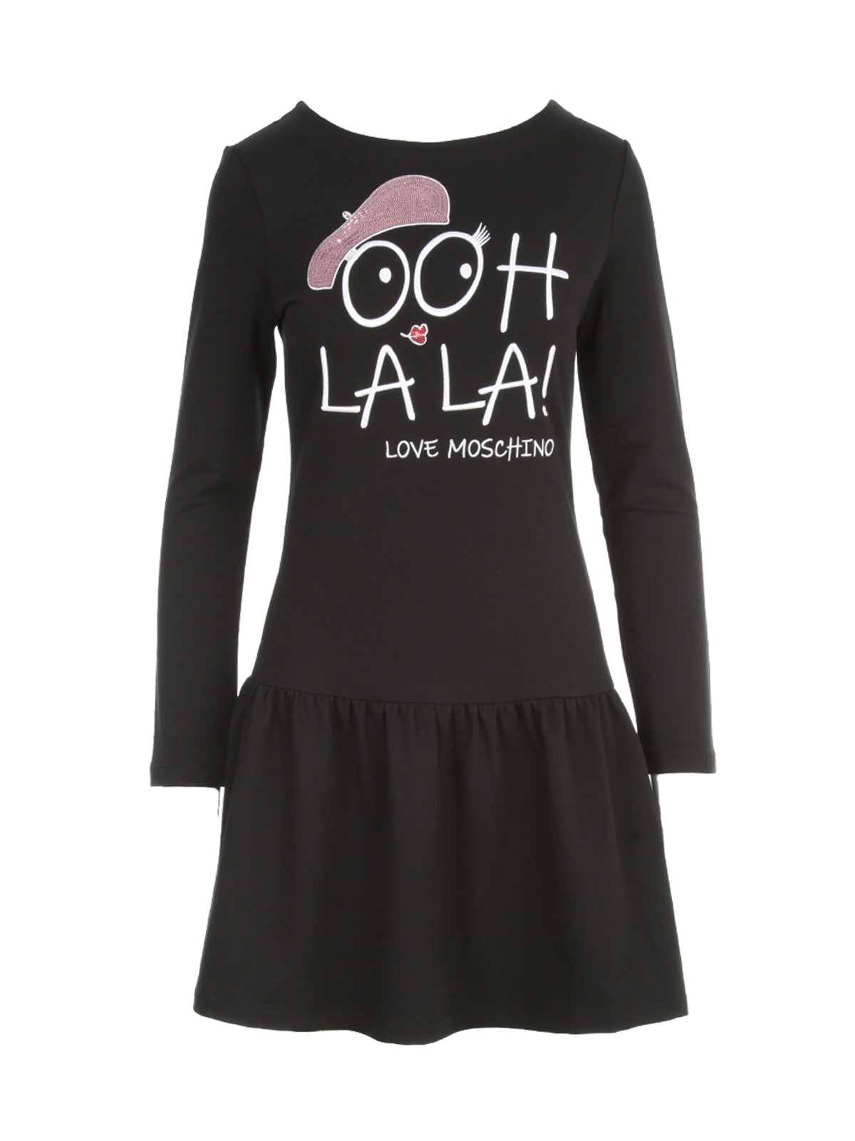 Love Moschino Stretch Knitted Dress W/paillettes And Written